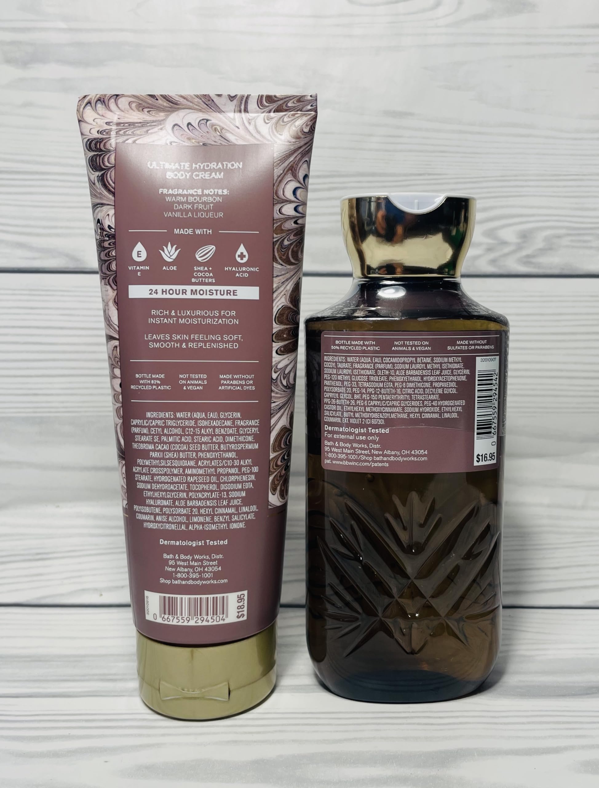 Bath & Body Works Cozy Vanilla Bourbon Ultimate Hydration Body Cream & Body Wash Gift Set - 2 Piece Moisturizing Skincare Duo for Dry Skin, Perfect for Winter Care & Relaxing Bath Time