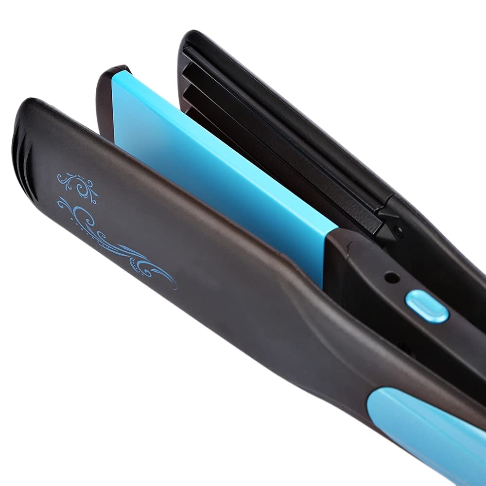 2 in 1 Hair Straightener and Curler - Portable Dual Use Flat Iron with Tourmaline Ceramic Plates for Straightening & Volumizing (220°C) - Perfect for Travel, Home & Salon Styling