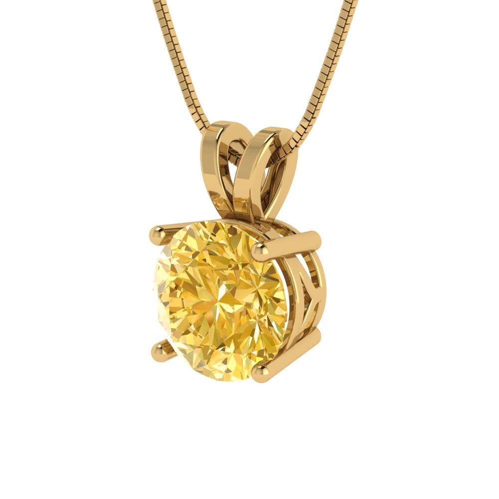 2.50ct Round Yellow Simulated Diamond Pendant Necklace - 18K Gold Chain for Gifts & Parties