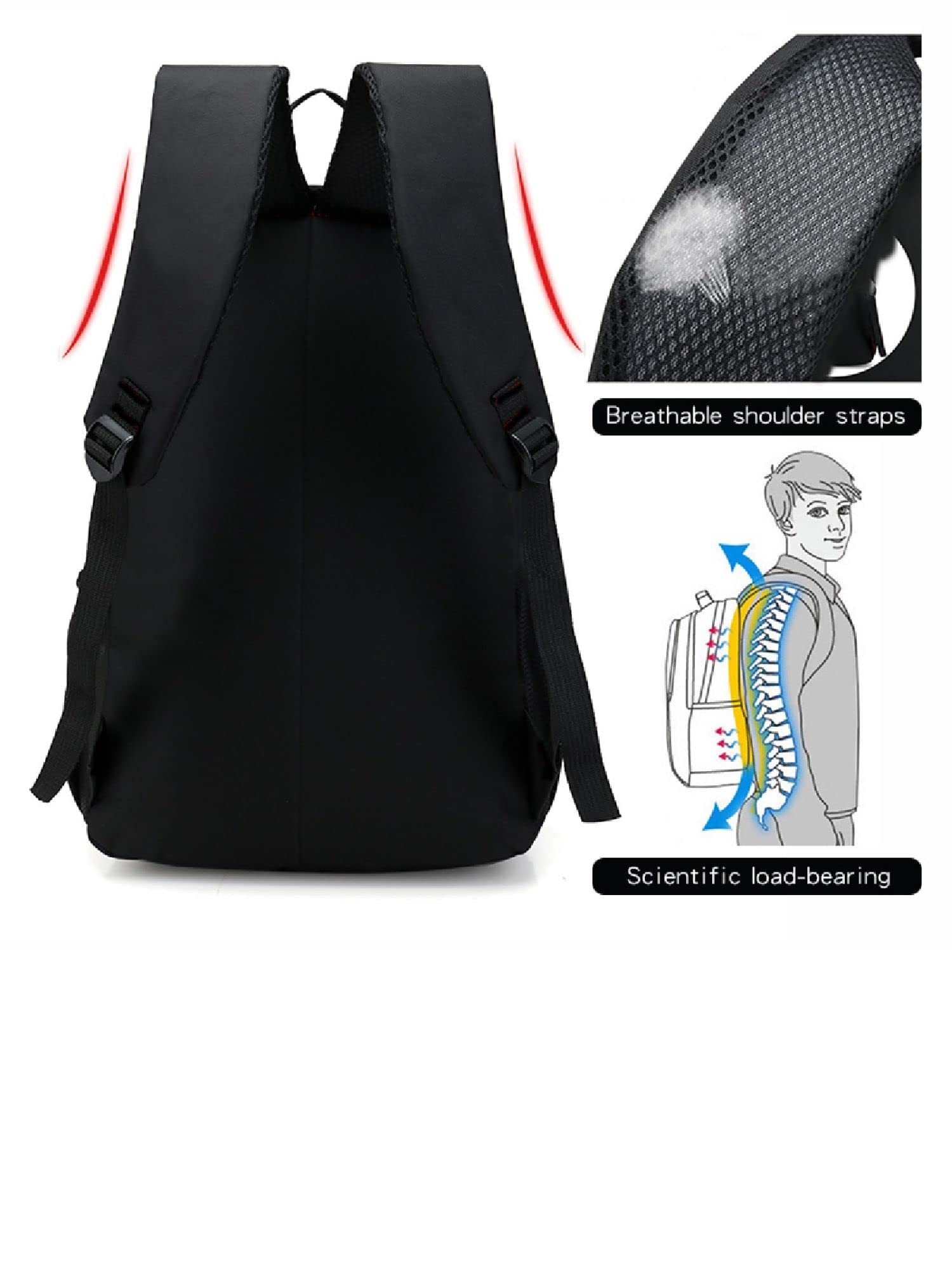 KLAM Unisex Waterproof 30L Laptop Backpack - Lightweight Polyester School, College & Office Bag with Document Compartment - Perfect for Travel, Work & Sports (17.5 Inch, Black) - Ideal for Commuting, Business Trips & Outdoor Activities