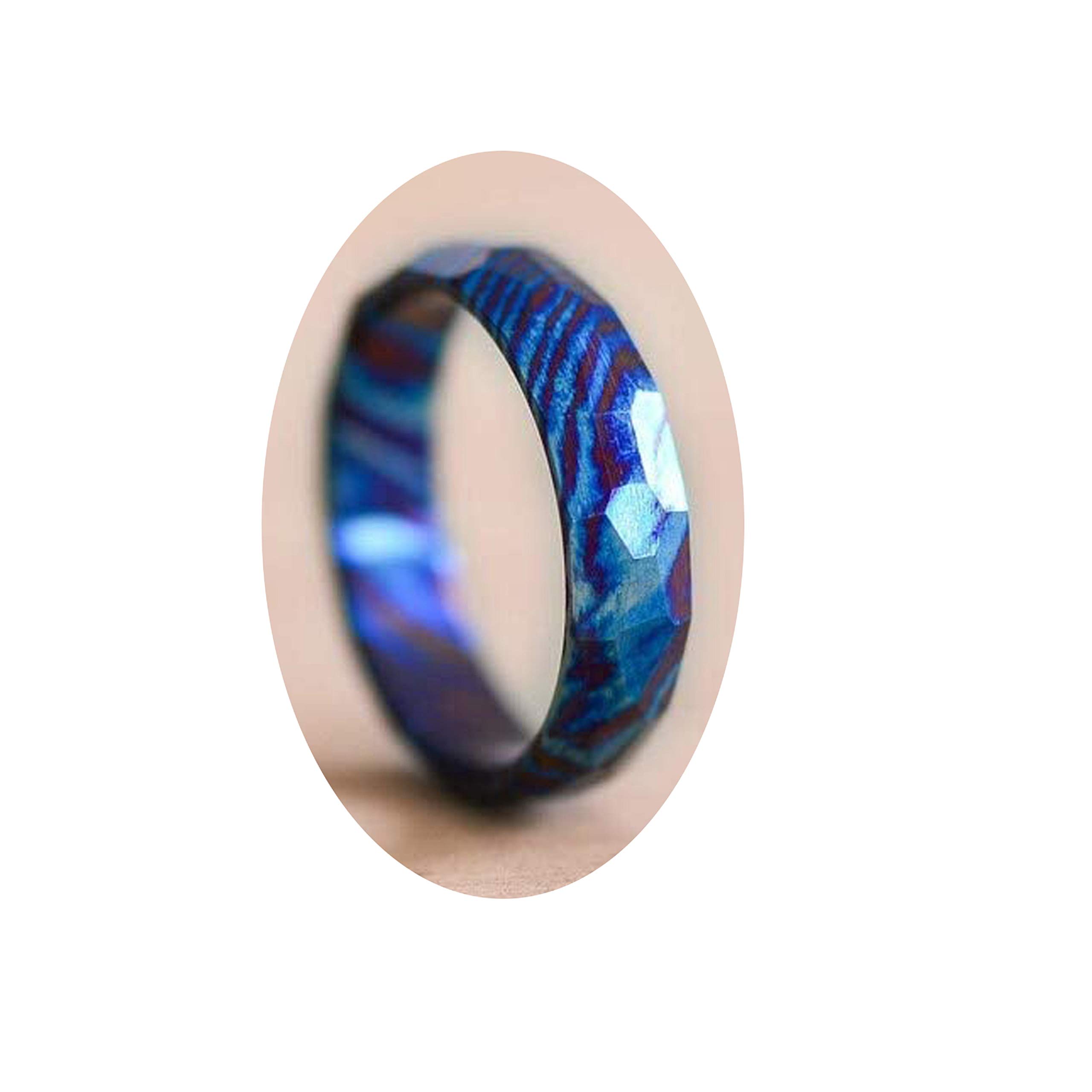 Handmade Damascus Steel Titanium Ring - Custom Comfort Fit Wedding Band for Men & Women, Unisex Modern Jewelry, KE-105-AT | Perfect for Engagement, Anniversary Gift & Everyday Wear