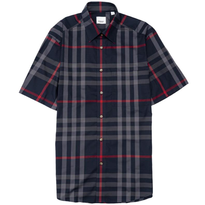 Burberry Claverdon Check Short Sleeve Shirt for Men - Classic Plaid Casual Button Down Shirt | Perfect for Office, Business Meetings & Summer Outings