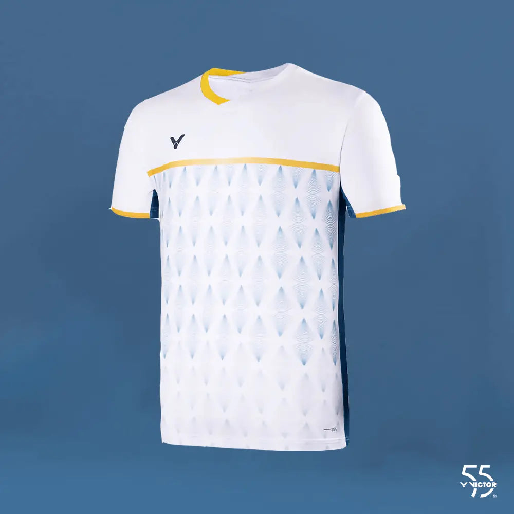 Victor 55th Anniversary Edition T5501 Tournament Performance Polo Shirt - Moisture Wicking, UV Protection, Breathable Golf Shirt for Men (White) - Perfect for Golf Tournaments, Club Events & Casual Wear