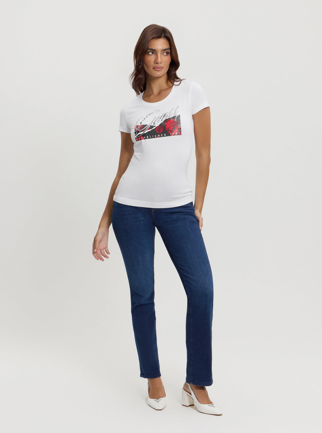 Eco-Friendly White Roses Graphic T-Shirt for Women - Soft Cotton Tee for Casual Wear, Outfits & Everyday Fashion
