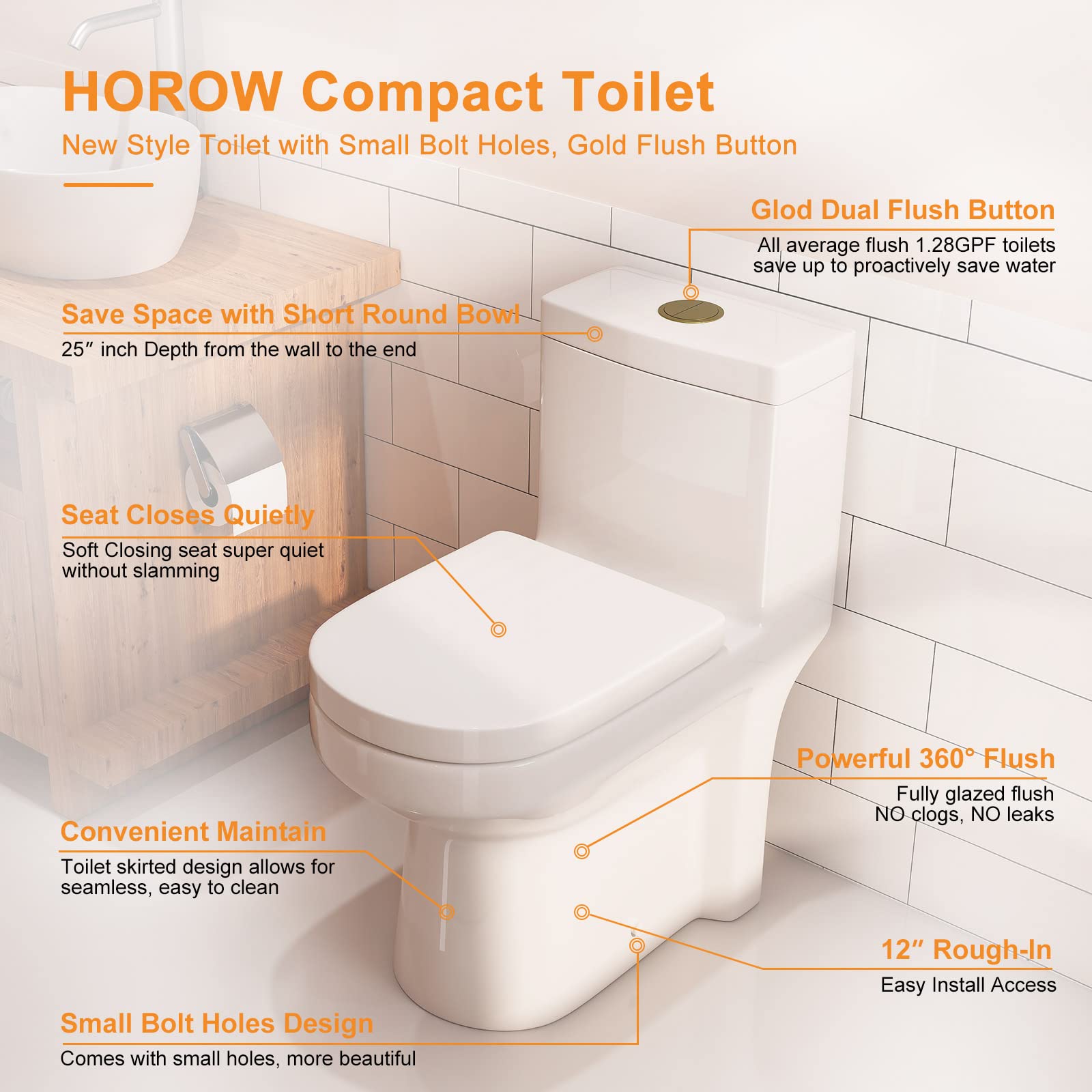 HOROW Compact One Piece Toilet 25