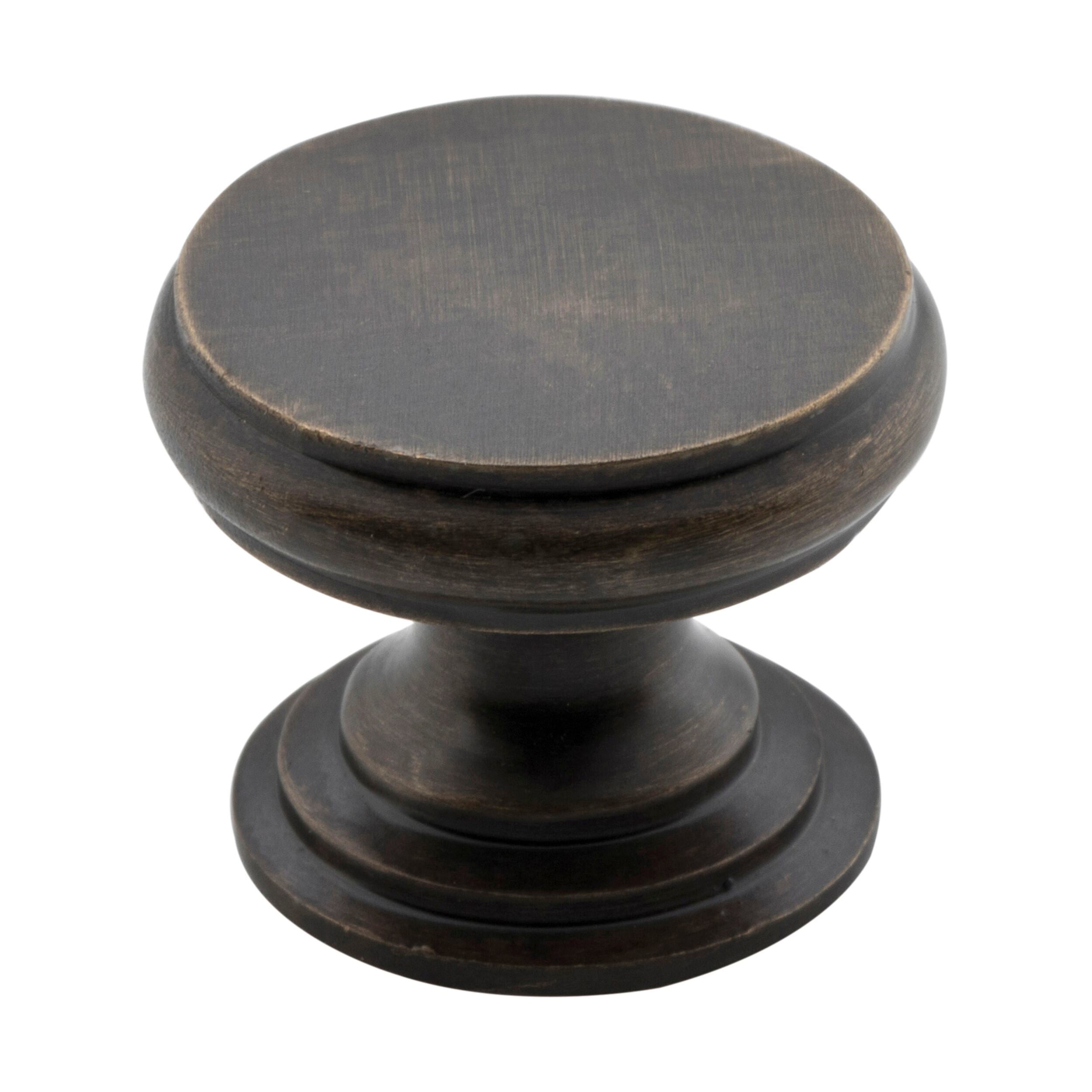 Vintage Antique Brass Cupboard Knob - 25mm Diameter x 20mm Projection - Classic Cabinet Hardware for Kitchen, Bathroom & Furniture Restoration