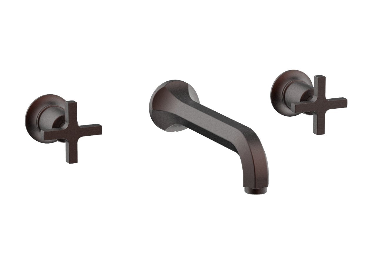 HEX MODERN Wall Mounted Lavatory Faucet Set with Cross Handles - Model 501 11 - Perfect for Bathroom Sink, Powder Room, and Guest Bath Installation
