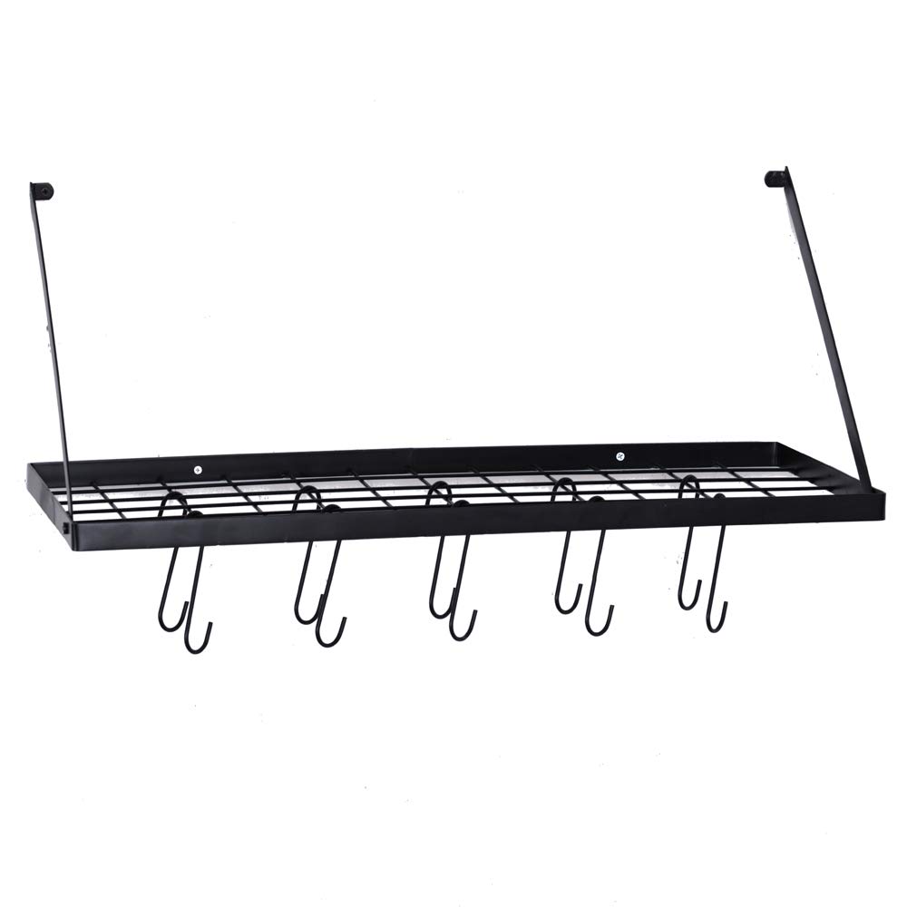Stainless Steel Wall Mounted Pot Rack - 15 Hook Kitchen Cookware Hanging Organizer for Pots, Pans & Utensils - Space Saving Storage Solution for Small Kitchens & Restaurants
