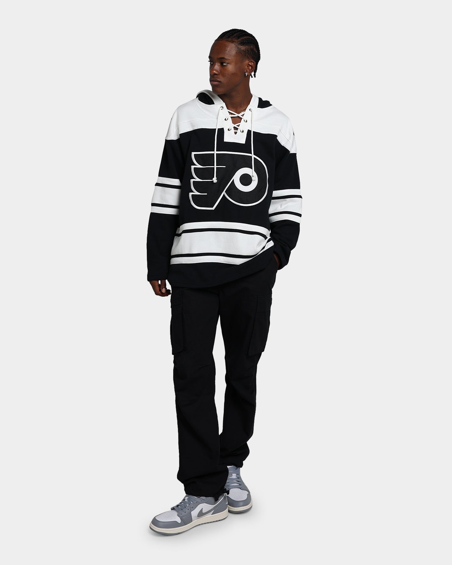47 Brand Philadelphia Flyers Superior Lacer Hoodie - Men's NHL Team Zip-Up Sweatshirt - Jet Black - Warm & Comfortable for Game Day & Casual Wear