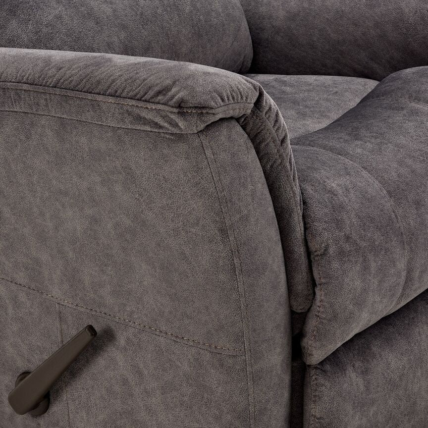 Adrian Recliner Chair - Soft Grey Upholstered Living Room Recliner with Padded Armrests & Lumbar Support - Perfect for Home Theater, Gaming & Relaxation