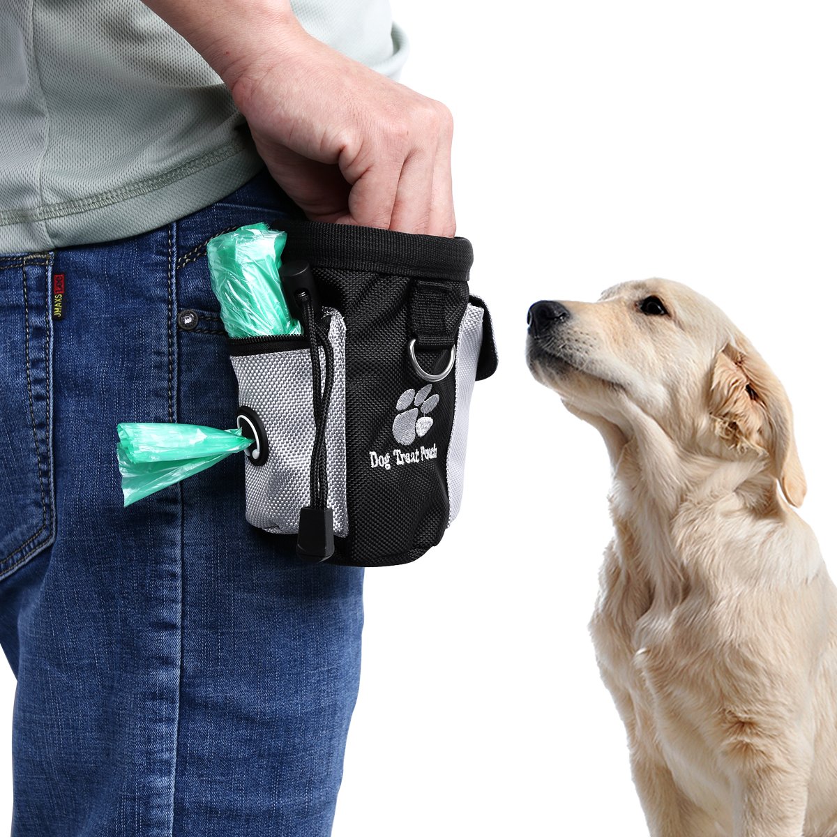 UEETEK Dog Treat Pouch with Poop Bag Dispenser - Hands-Free Training & Walking Bag for Puppies - Perfect for Outdoor Adventures, Hiking, and Travel