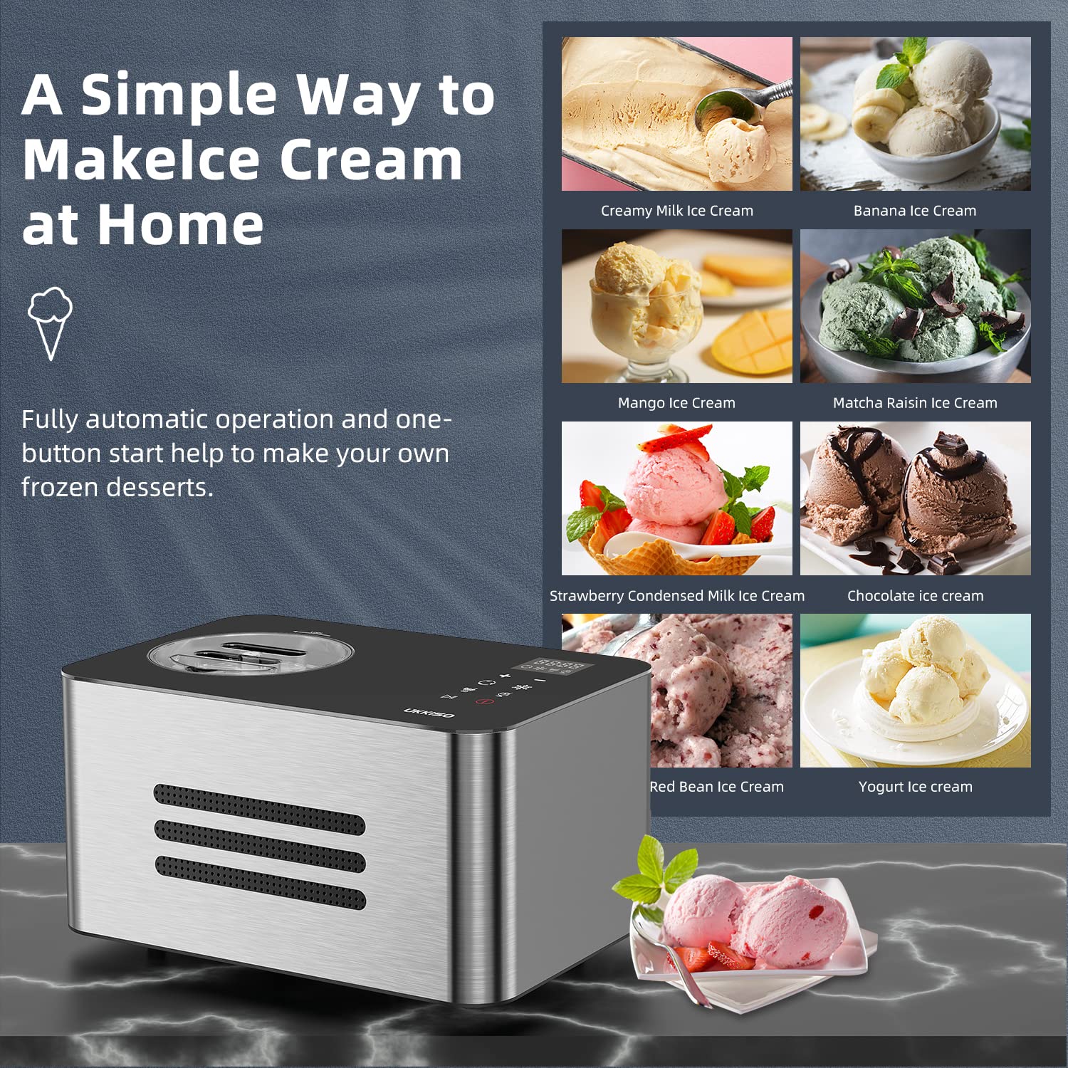 1.6 Quart Automatic Ice Cream Maker Machine with Compressor - 4 Modes Stainless Steel Homemade Soft Serve Ice Cream Maker for Home, Kids & Holidays | Perfect for Birthday Parties, Family Gatherings & Summer Treats