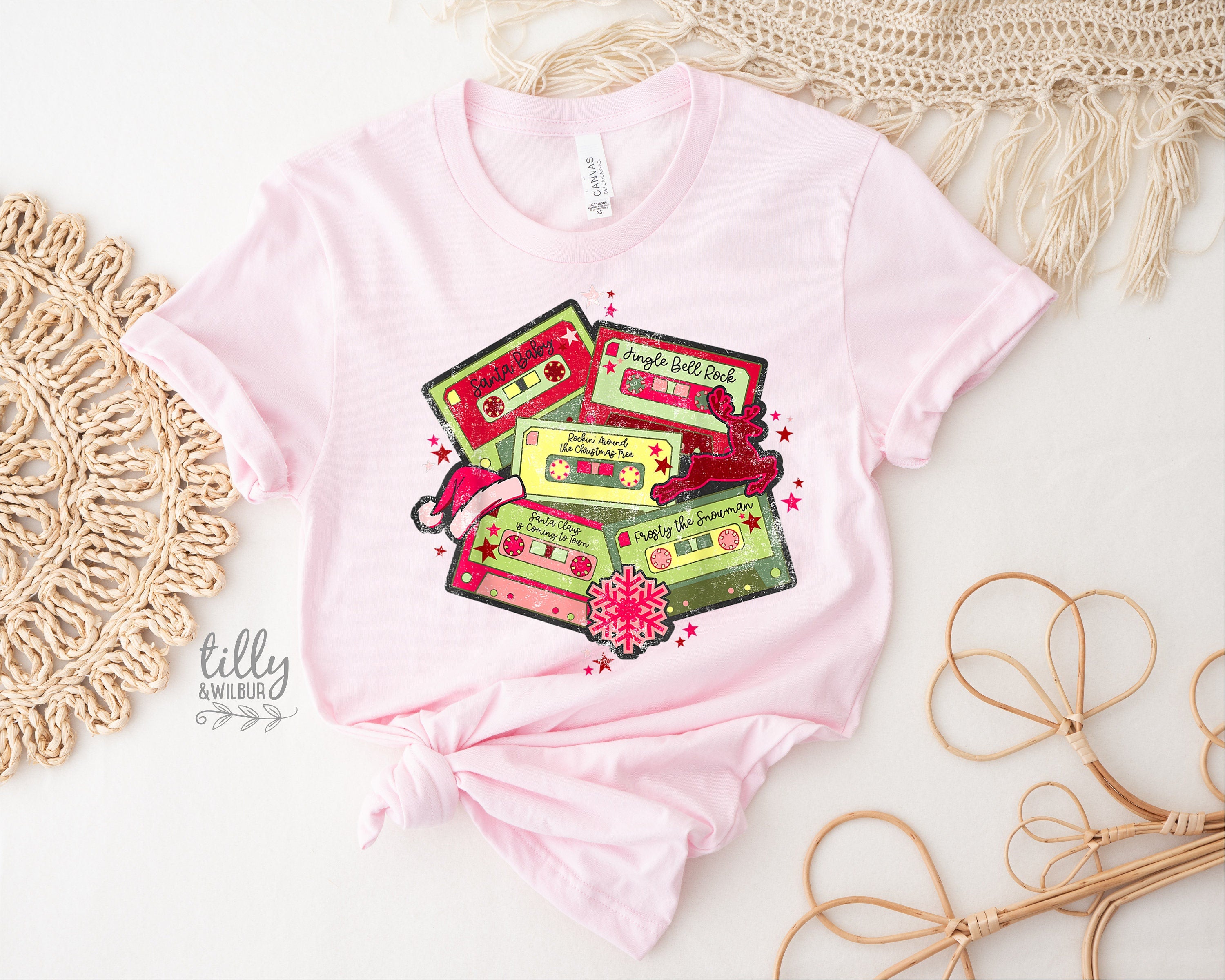 Christmas Cassettes T-Shirt - Vintage Holiday Music Design - Multiple Colors Available - Perfect for Holiday Parties & Festive Gifts