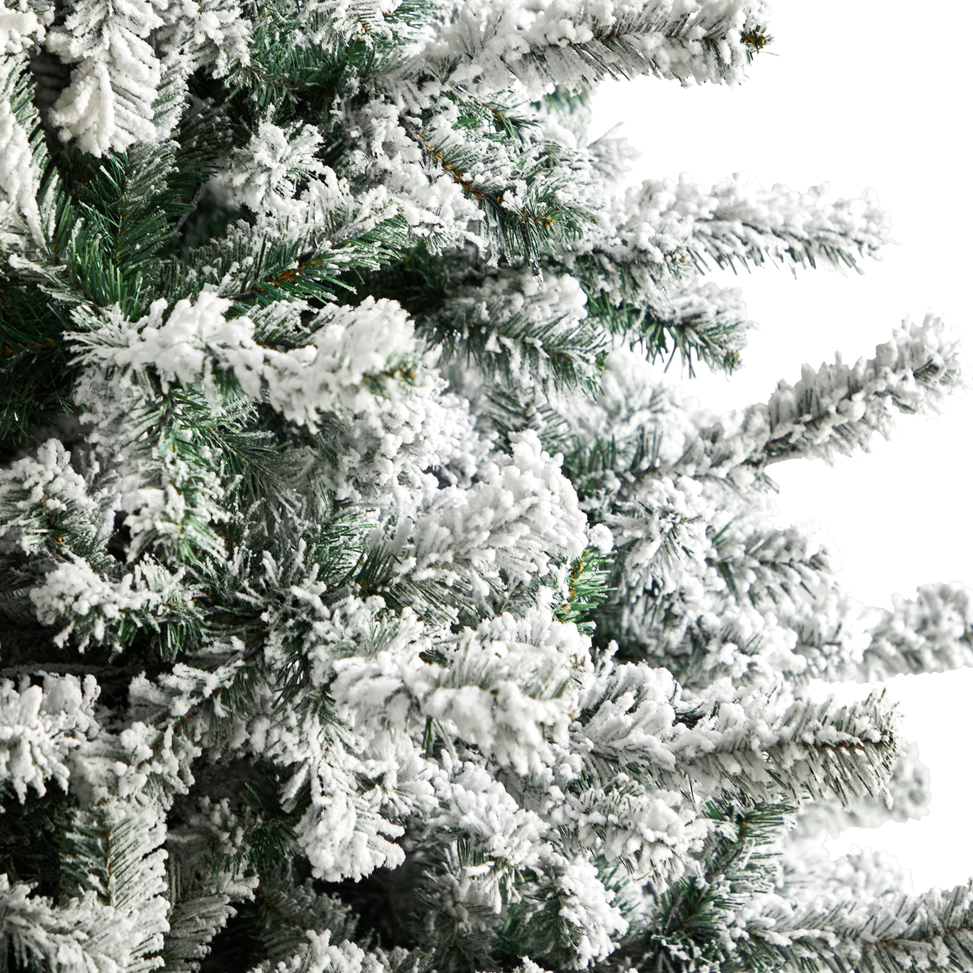 Nearly Natural 10ft Flocked Rock Springs Spruce Artificial Christmas Tree with 800 LED Lights & 1880 Bendable Branches | Premium Holiday Decor for Living Room, Office & Party
