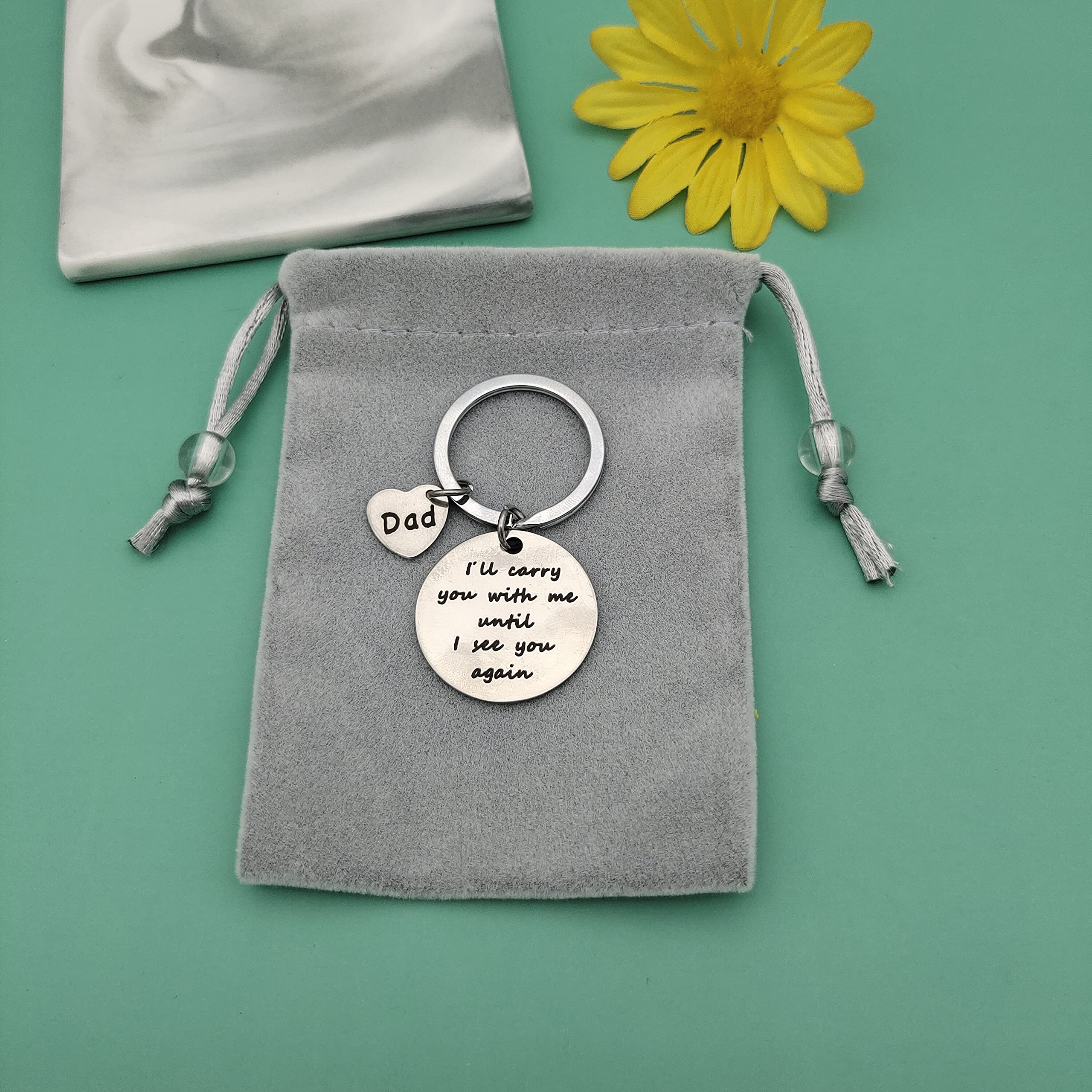 Memorial Keychain for Dad - Sympathy Gift for Loss of Father, Bereavement Jewelry for Son or Daughter - Perfect for Remembrance, Funeral, or Keepsake