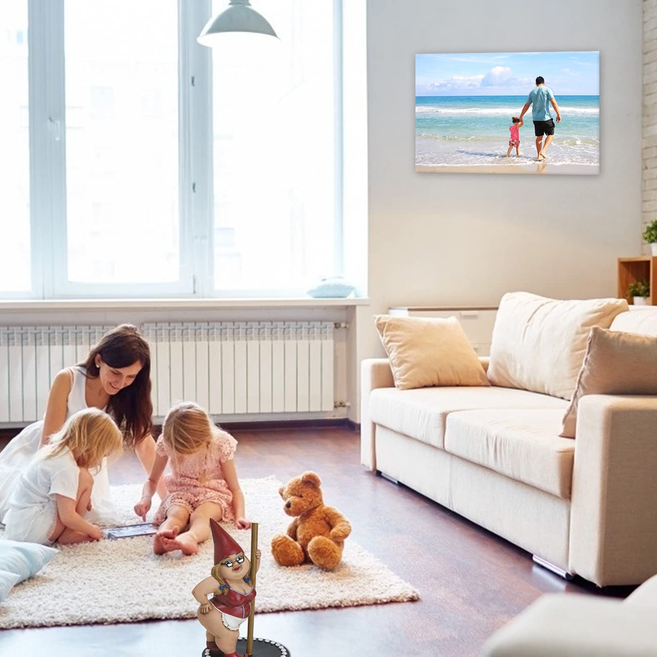 Custom Personalized Canvas Prints with Your Photos & Names - Mountain & Seaside Vacation Picture Frame for Bedroom, Kitchen, Office, Living Room - Unique Home Decor & Gift Idea (24x36 Inch/60x90cm) - Perfect for Family Memories, Housewarming & Anniversary Gifts