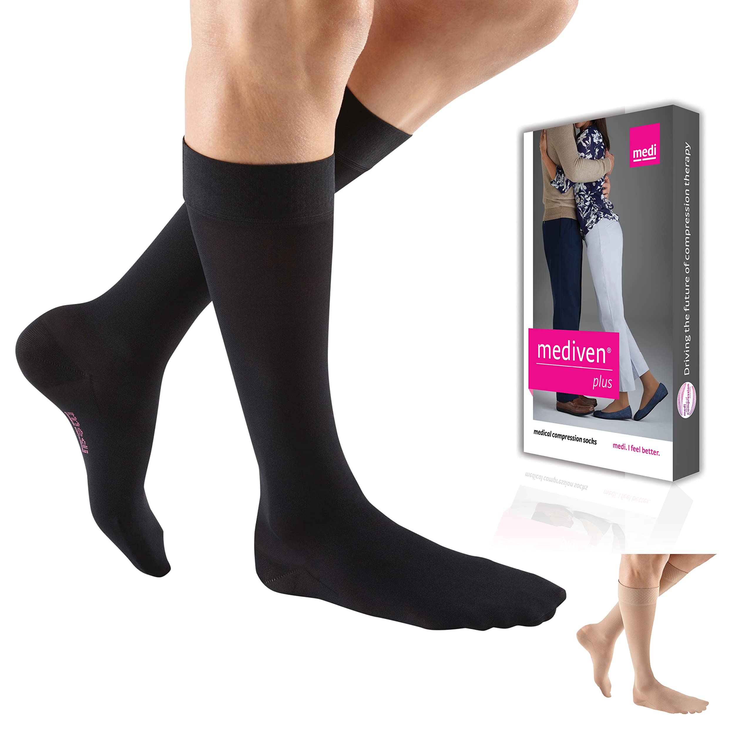 Mediven Plus 30-40 mmHg Open Toe Knee High Compression Socks for Men & Women with Silicone Top Band - Ideal for Circulation Support, Varicose Veins & Travel Comfort