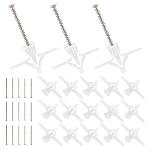 20 Pack Heavy Duty Hollow Wall Anchors with Stainless Steel Screws - Cionyce Drywall Anchors for Secure Shelving, Picture Hanging & Home Decor Installation (White)
