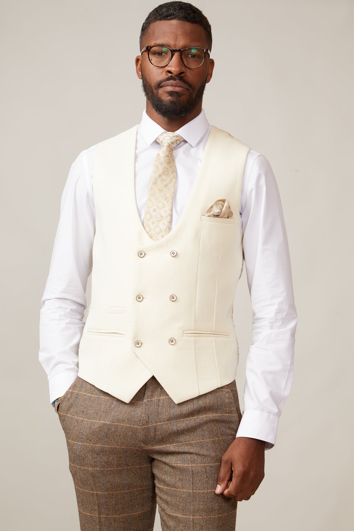 KELVIN Men's Slim Fit Double Breasted Waistcoat Vest - Formal Business Suit Vest for Weddings, Office & Special Occasions