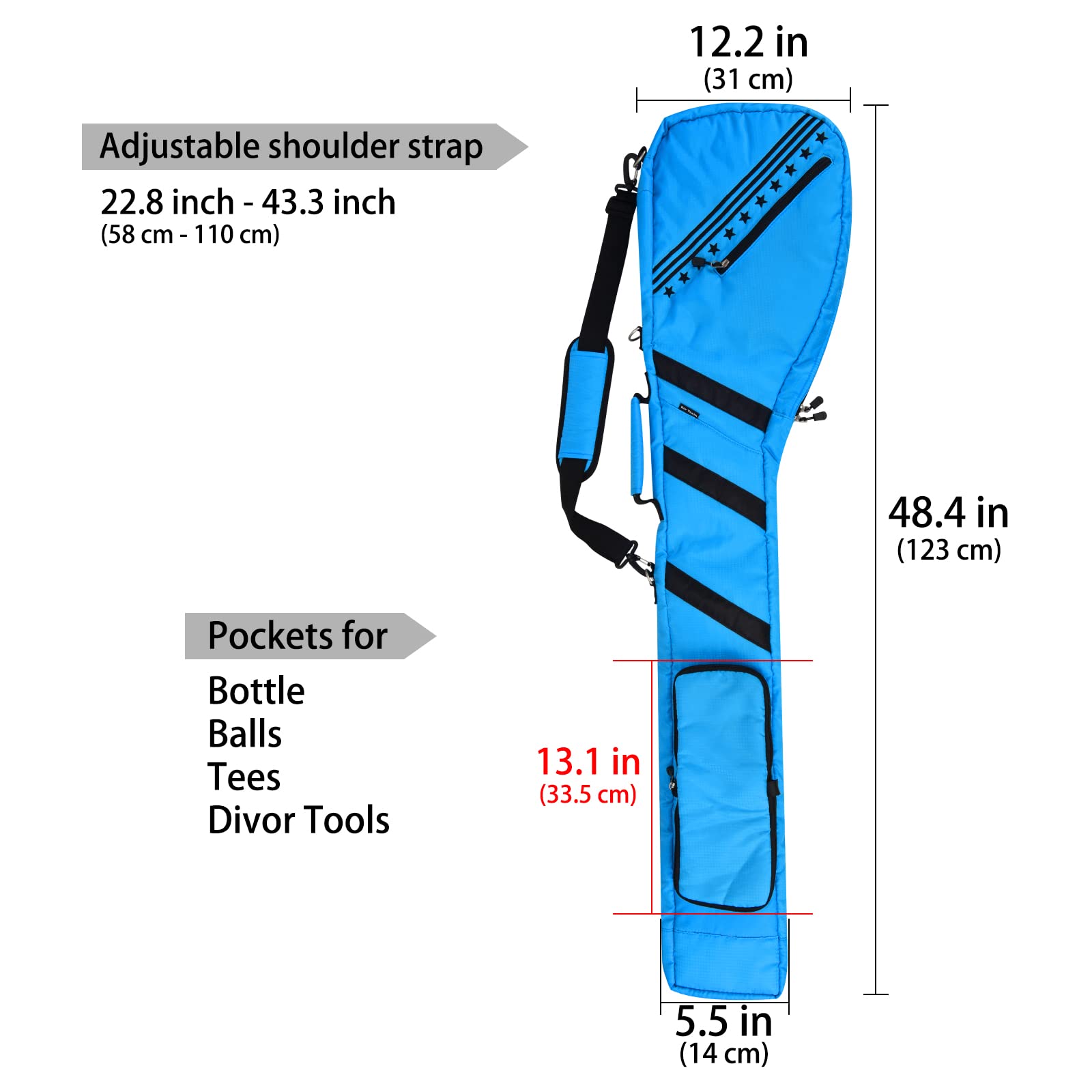 **Lightweight Big Teeth Golf Sunday Bag - Foldable Small Golf Bag for Par 3 & Driving Range Practice | Carry Shoulder Strap | Multi-Color Options | Perfect for Casual Play, Travel & Quick Practice Sessions**