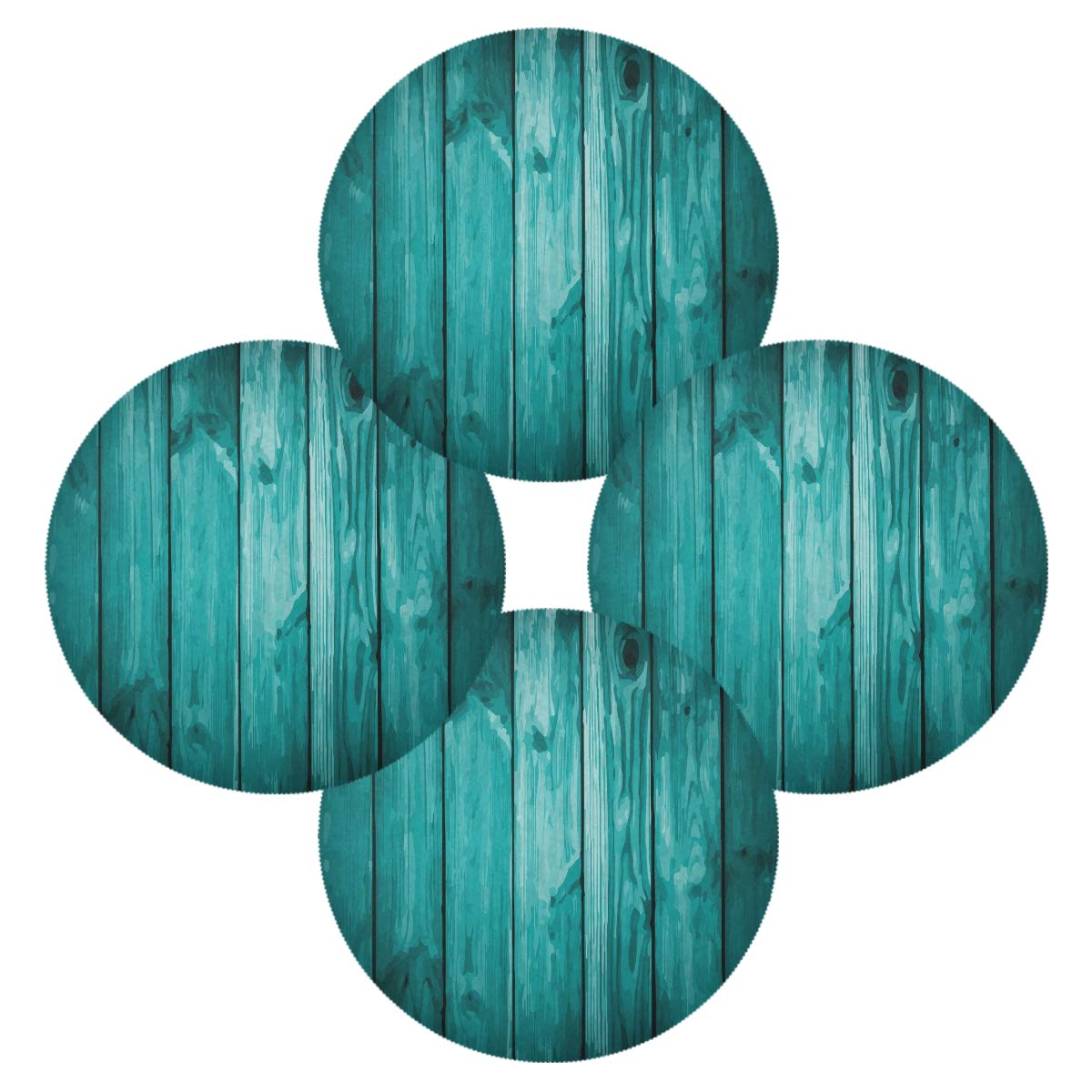 Bolaz Teal Round Placemats Set of 4 - Heat Resistant Kitchen Dining Table Mats - 15 Inch Gray Green Placemats for Dinner Parties, Holiday Decor & Everyday Use