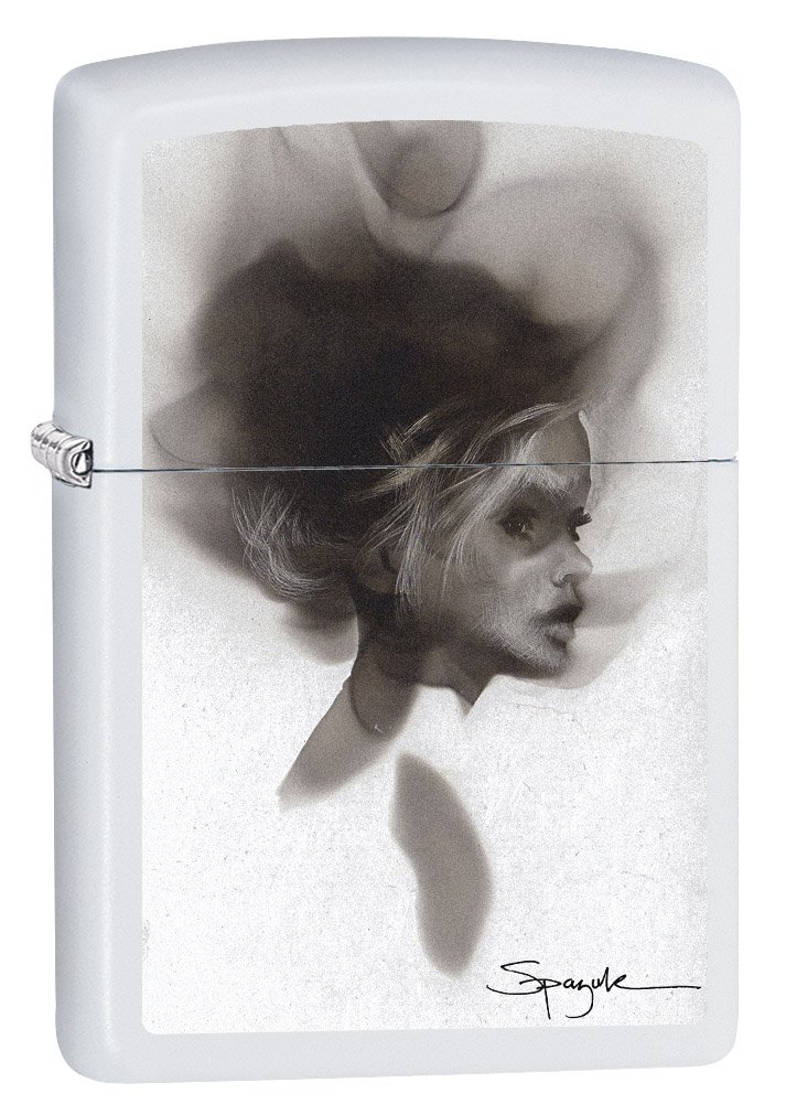 Zippo Lighter Spazuk Girl Face White Matte 79419 - Windproof Refillable Metal Lighter for Outdoor Camping, Hiking & Everyday Carry