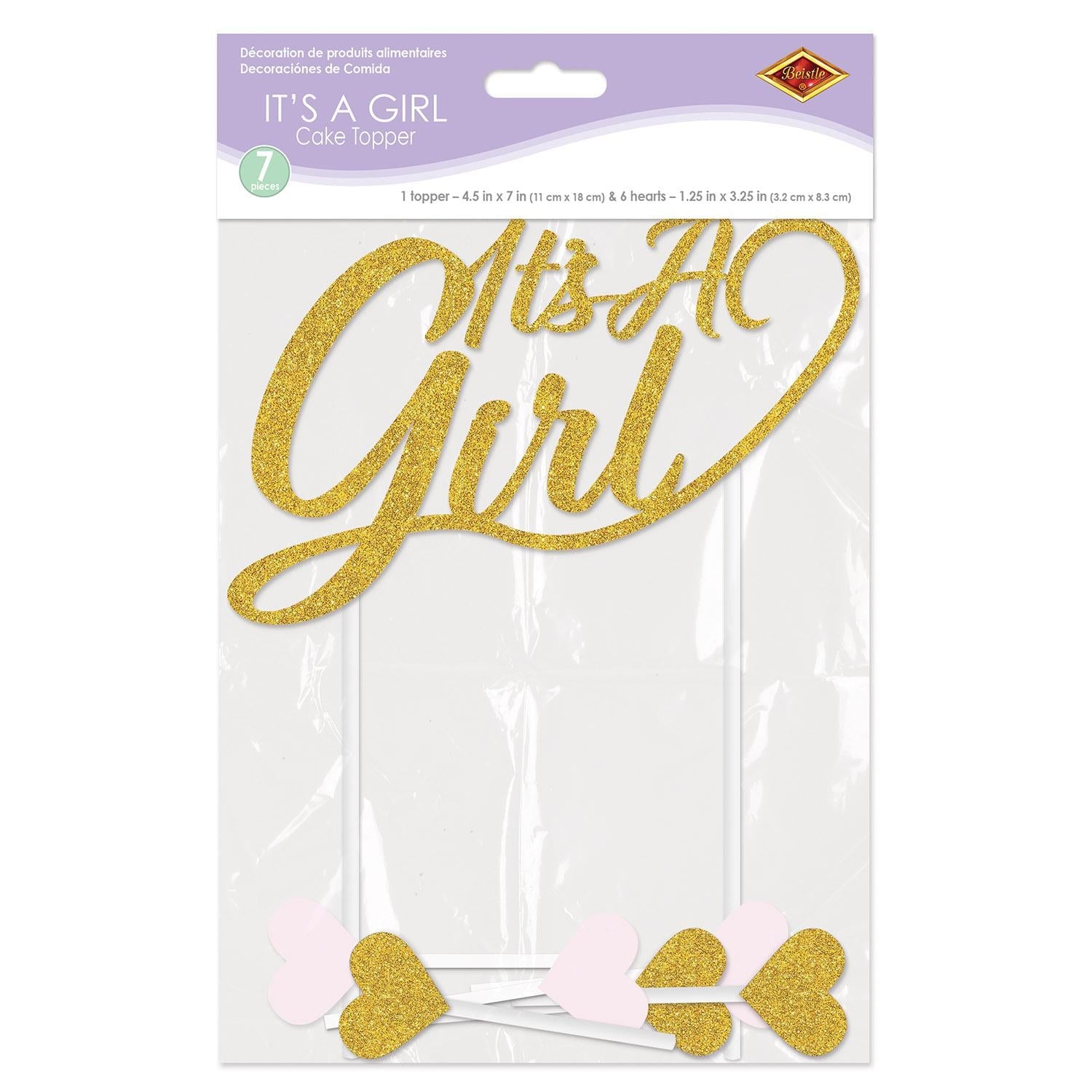 12 Pack Beistle It's A Girl Cake Toppers - Baby Shower Decorations for Gender Reveal Parties & Newborn Celebrations