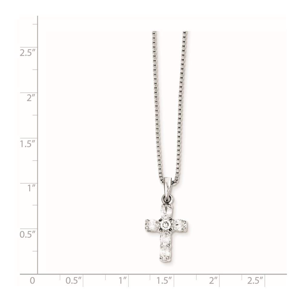 925 Sterling Silver Cubic Zirconia Cross Pendant Necklace for Women - 16
