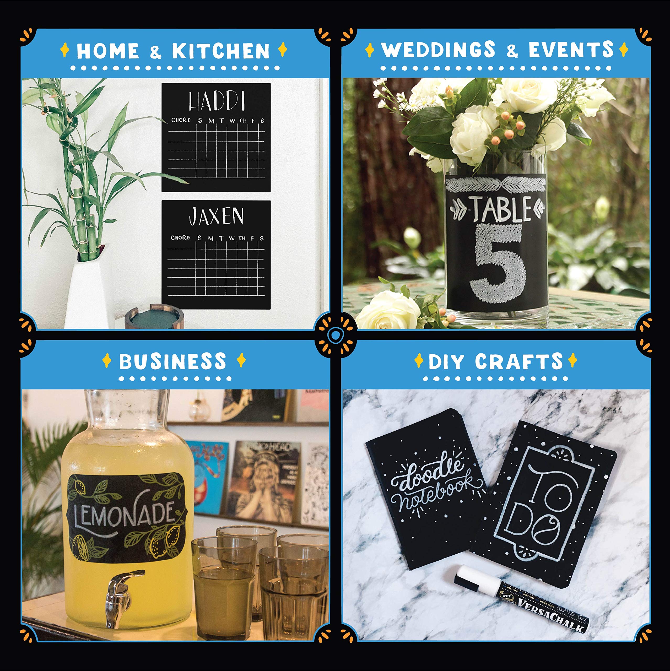 VersaChalk White Chalk Markers - 5mm Bold Tip Wet Erase Dustless Chalkboard Markers for Blackboards, Signs, Menus & Windows - Perfect for Restaurants, Cafes, Classrooms & Home Decor