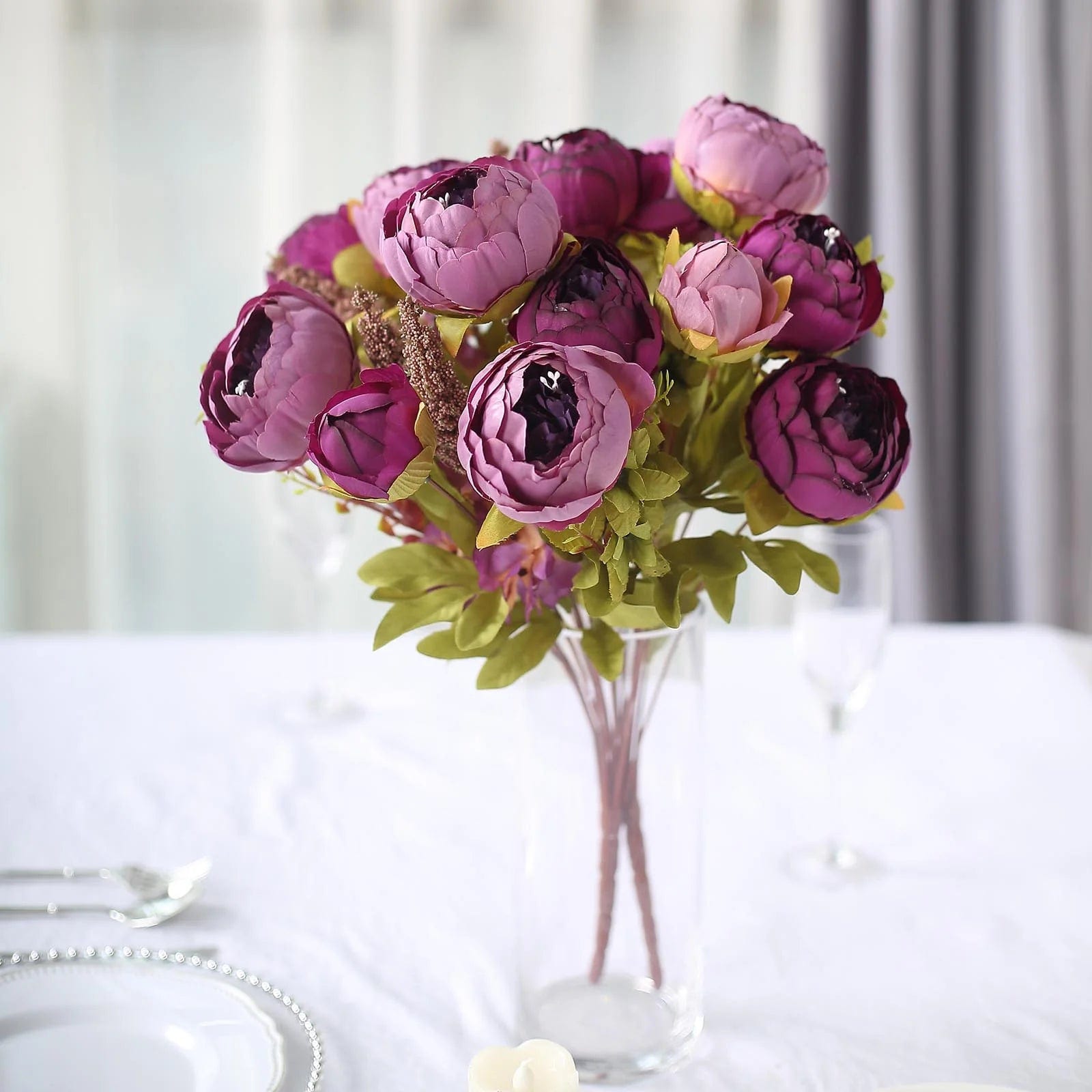 2 Pack 19 Stems Silk Peony Flowers Artificial Floral Arrangement - Perfect for Home Decor, Wedding Centerpieces & Office Tabletop Decoration