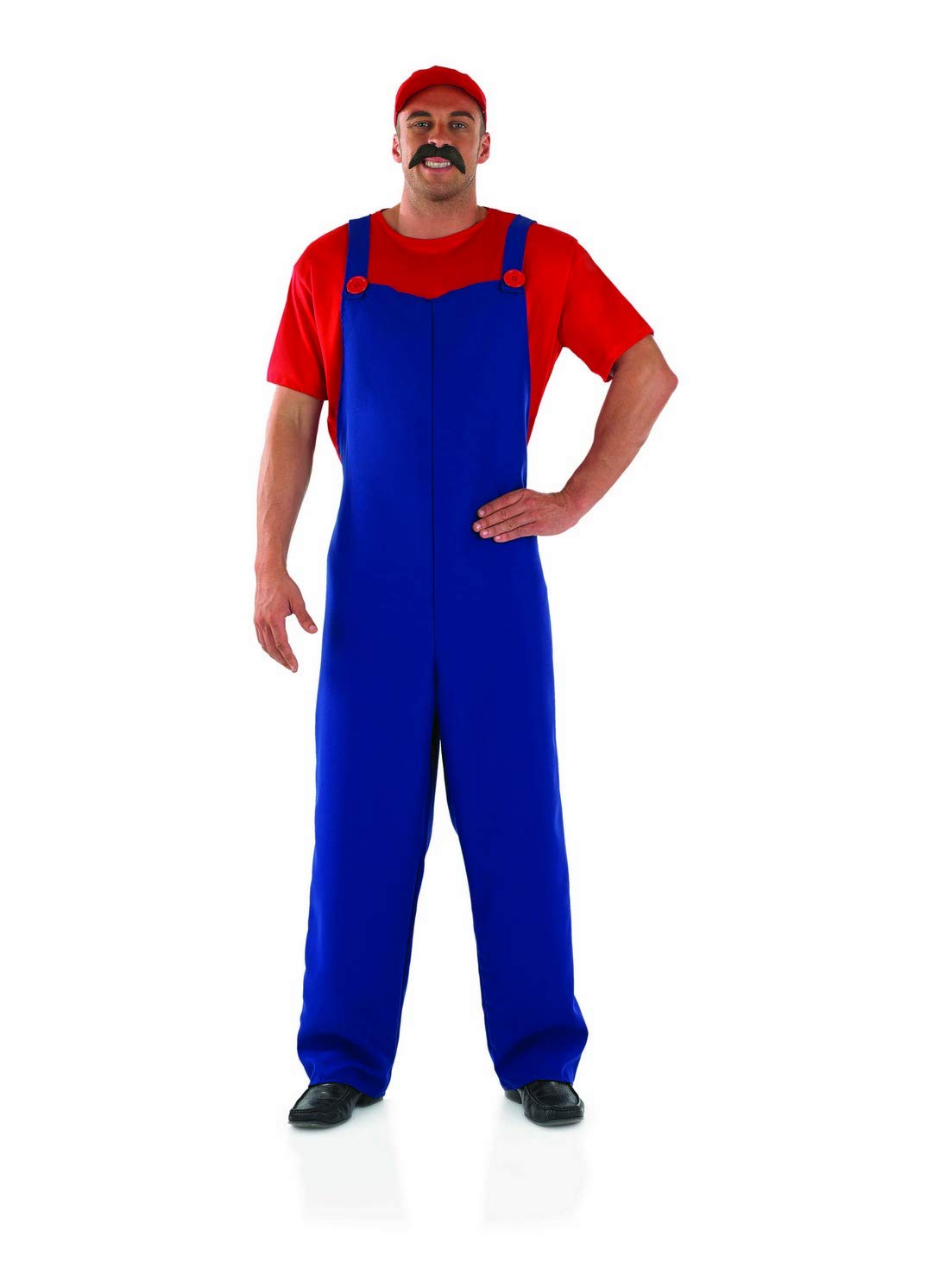 Adult Red Plumber Costume - Classic 80s Video Game Halloween Outfit for Cosplay & Parties | Luigi & Mario Inspired Gaming Costume for Halloween, Comic-Con & Themed Events