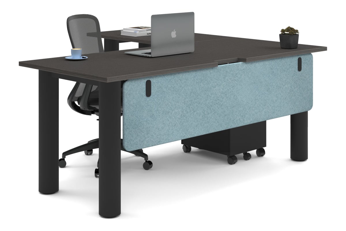 Quadro Cylinder Leg L-Shaped Corner Office Desk - 1800L x 1550W with Cable Management | Modern Home Office & Gaming Setup