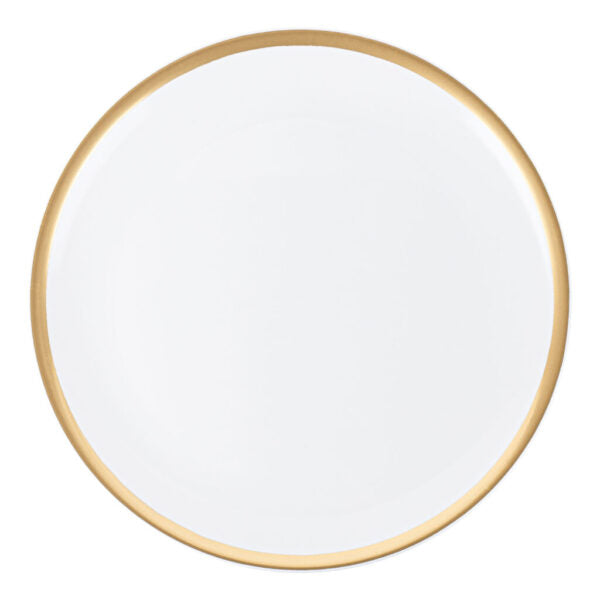 14 Inch White and Gold Round Organic Serving Dish Set of 2 - Elegant Appetizer Plates for Parties, Weddings & Home Decor