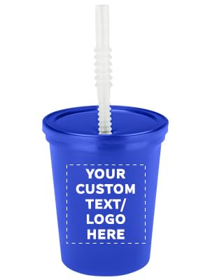Blue, straw & lid