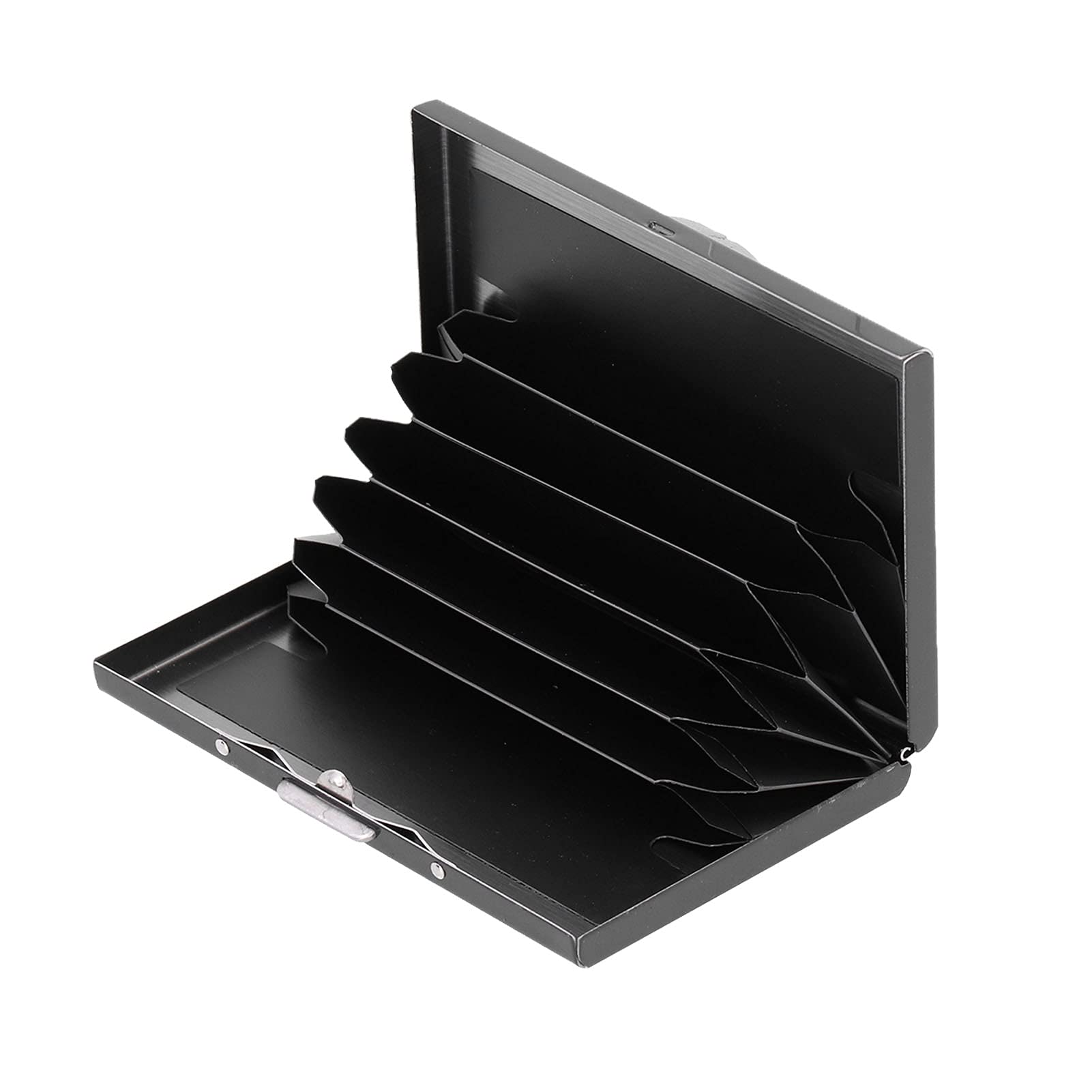 Premium Stainless Steel Card Holder Wallet for Men & Women - Slim RFID Blocking Business ID & Debit Card Case (Holds 6 Cards, Black) - Perfect for Travel, Office & Everyday Use