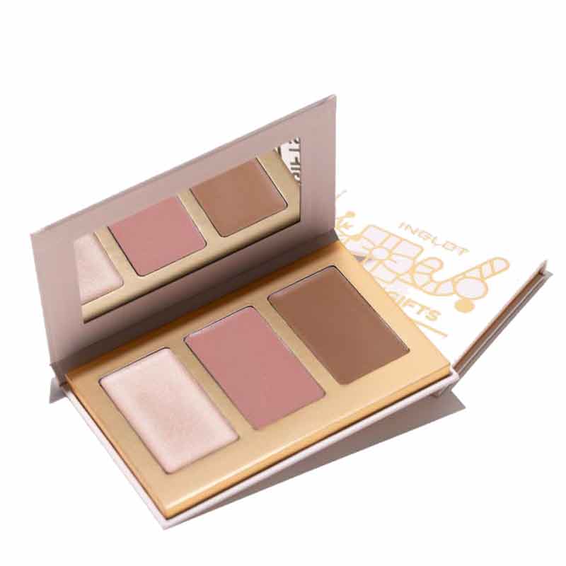 INGLOT Gold'n'Gifts Professional Face Contouring Palette - Highlight & Contour Makeup Kit for Cheekbones & Jawline - Perfect for Bridal, Photoshoots & Evening Makeup