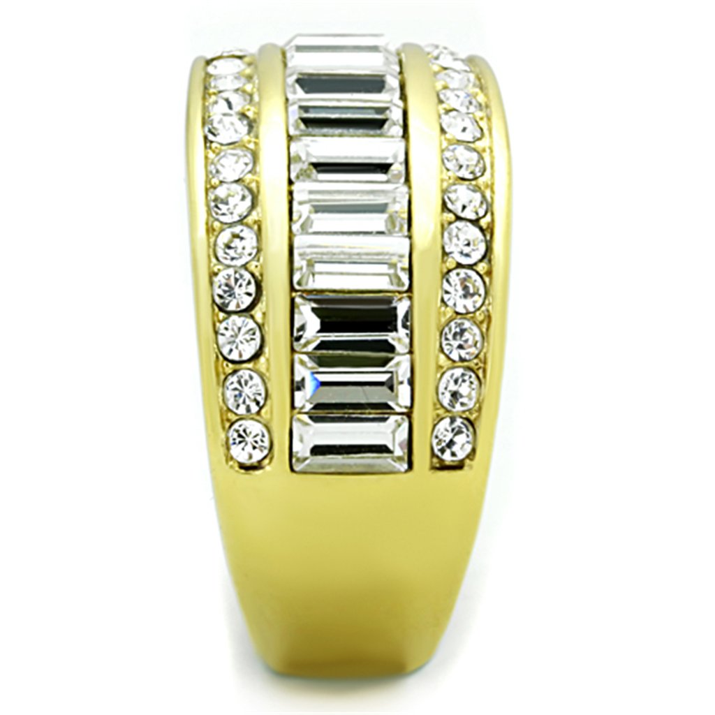 14K Gold Plated Crystal Baguette Ring for Women - Sizes 5-10 | Elegant Jewelry for Parties & Gifts