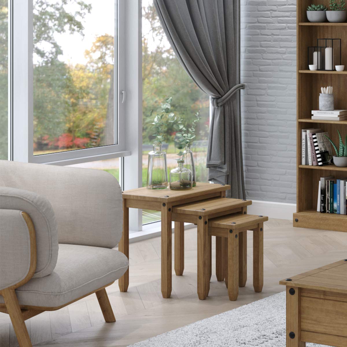 Modern Wood Nesting Coffee Tables Set of 3 - Small Side Tables for Living Room, Bedroom & Office - Space-Saving Multi-Level Brown End Tables - Perfect for Small Spaces, Home Decor & Coffee Table Styling