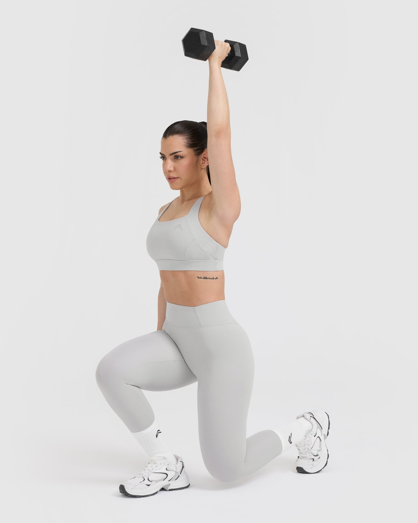 Timeless Wide Strap Sports Bra - Light Grey | High Support Workout Top for Yoga, Running & Gym