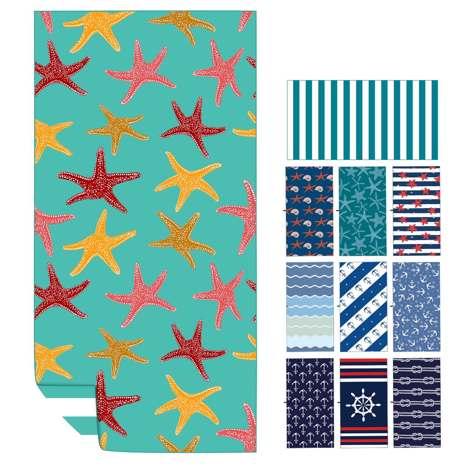 Premium Microfiber Beach Towel Set - Extra Large Sand-Free & Quick Dry Towels (67x35