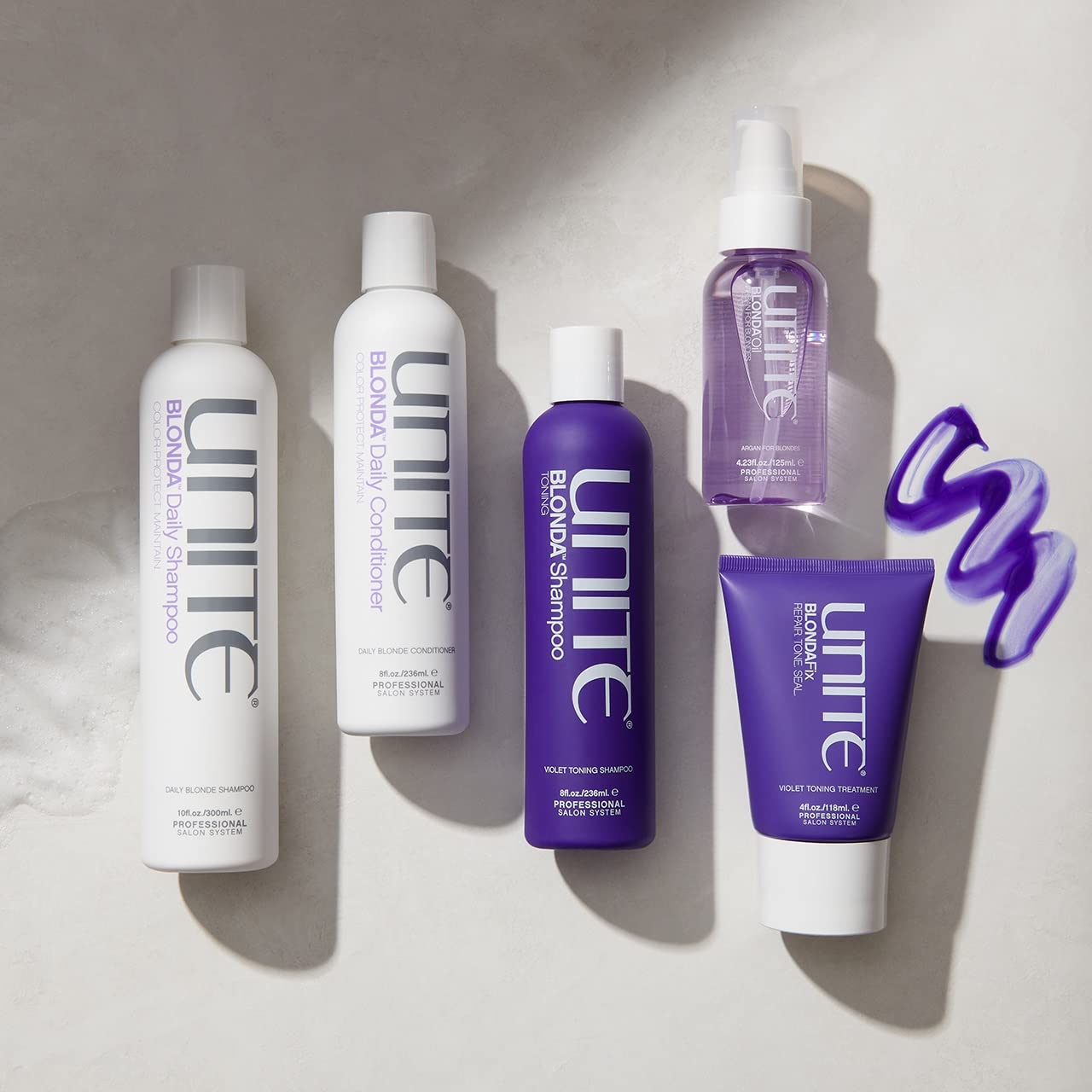 UNITE Hair BLONDA Daily Duo - Purple Toning Shampoo & Conditioner Set for Blonde Hair (10oz Shampoo + 8oz Conditioner) | Neutralizes Brassiness & Enhances Shine | Perfect for Color-Treated & Highlighted Blonde Hair Care