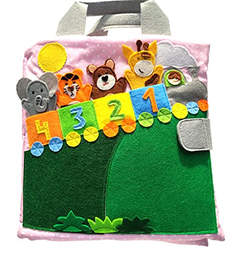 Handmade Montessori Sensory Quiet Book for Toddlers - Soft Felt Busy Activity Book for Babies & Kids, Educational Travel Toy (Pink) - Perfect for Airplane Rides, Car Trips & Quiet Learning Playtime