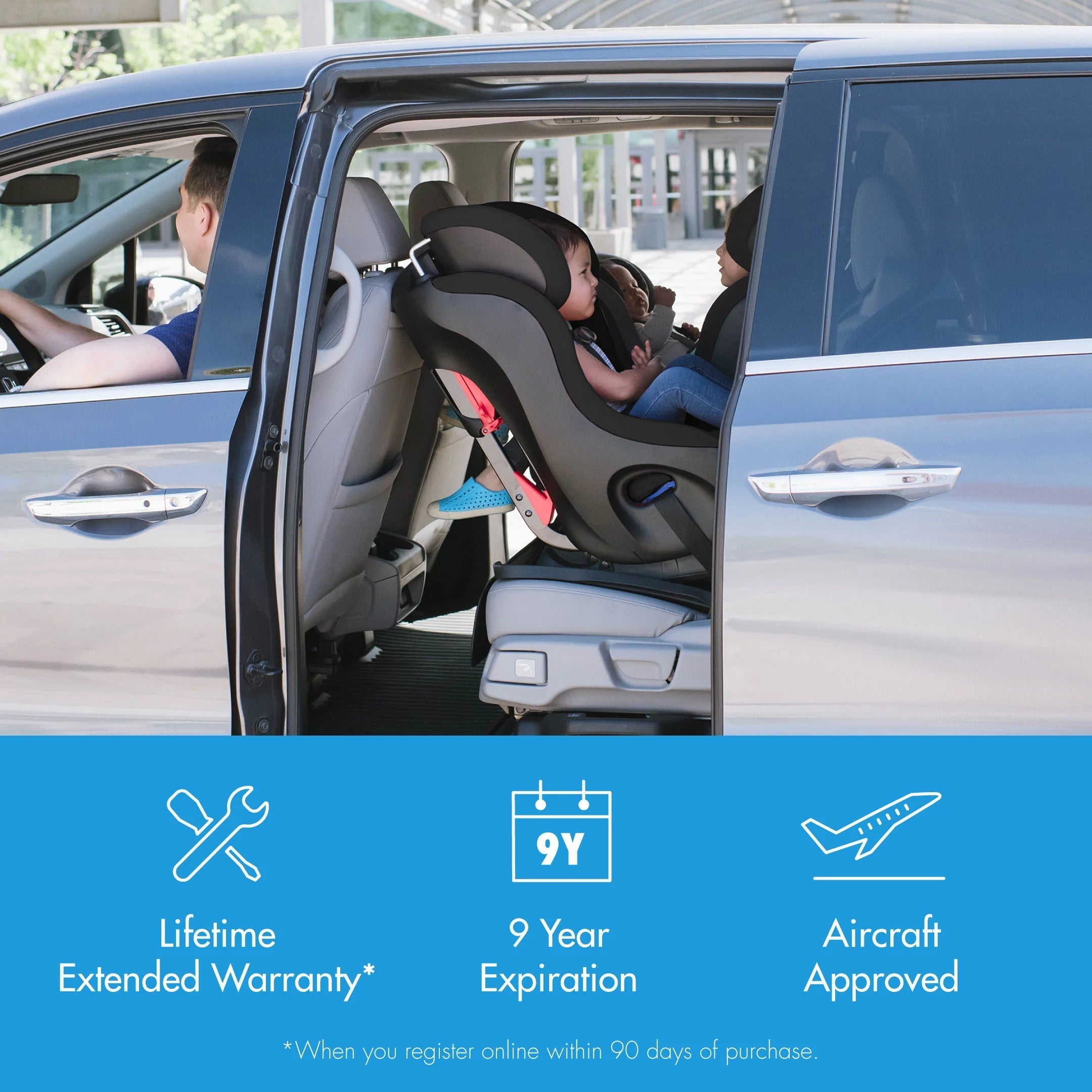 Clek Fllo Convertible Car Seat - Railroad Ziip (Flame Retardant Free) | Safe & Comfortable Infant to Toddler Car Seat for Travel & Daily Commute