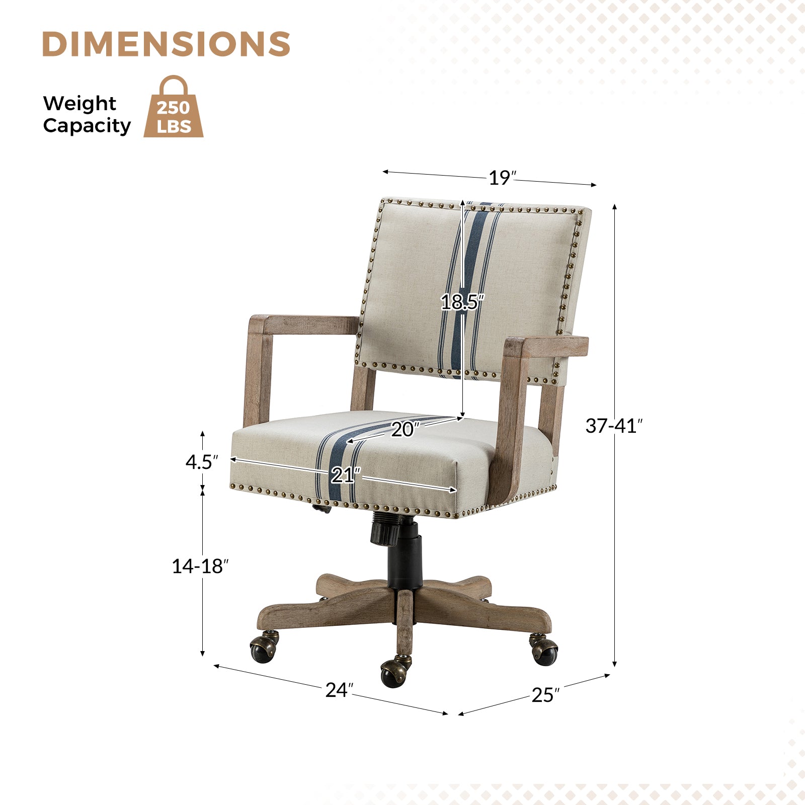 Ergonomic Megan Fabric Office Chair with Adjustable Height - Comfortable Desk Chair for Home & Office Workspace - Perfect for Long Hours Sitting, Gaming, and Remote Work