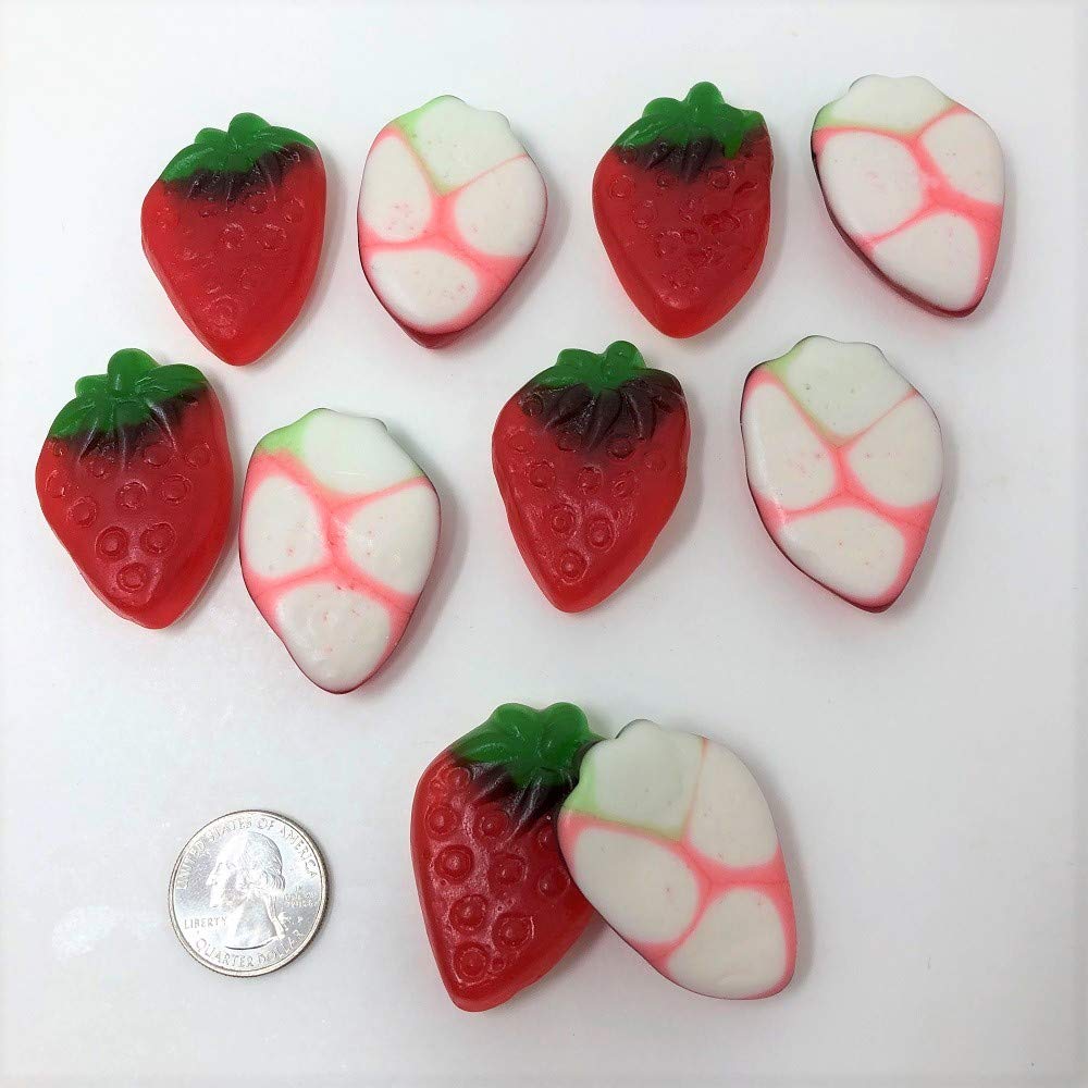 1 Pound Bulk Strawberry Gummy Candy with Cream - Soft & Chewy Gummi Strawberries for Parties, Snacks & Gift Baskets