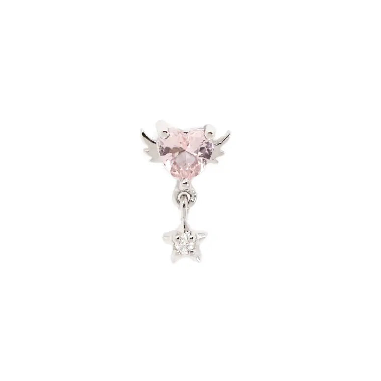 14K Solid Gold Star Angel Threaded Labret Stud Earrings - Perfect for Cartilage, Helix, and Tragus Piercings - Hypoallergenic Body Jewelry for Everyday Wear