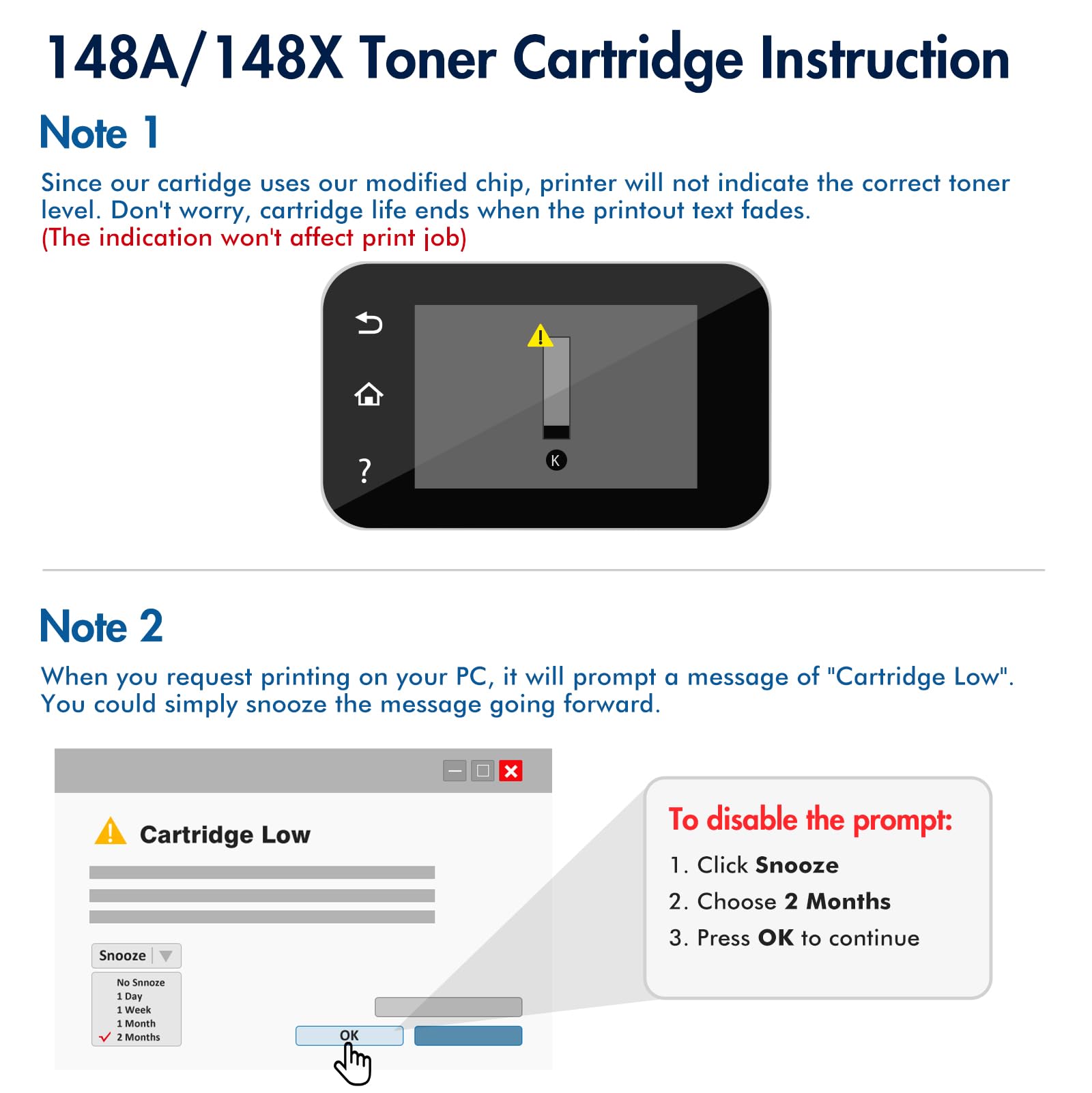 HP 148A 148X Compatible Toner Cartridge Black 2-Pack with Chip - Works with HP LaserJet Pro 4001dw 4001dn 4001n MFP 4101fdw 4101fdn Printers | Ideal for Office Printing, High-Volume Documents & Professional Use