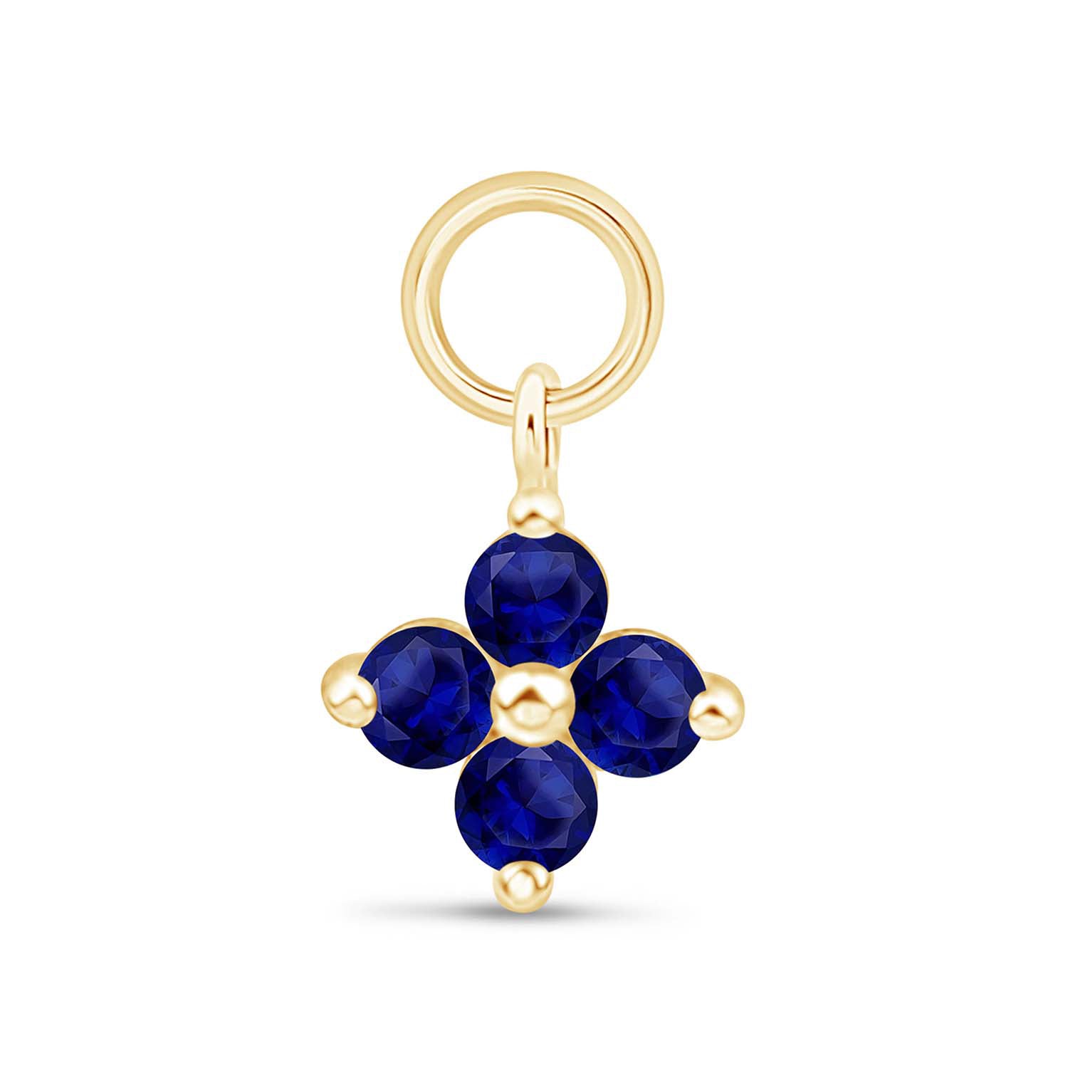 14k Yellow Gold Sapphire Clover Charm Hoop Earrings - Perfect for St. Patrick's Day, Birthdays & Everyday Elegance