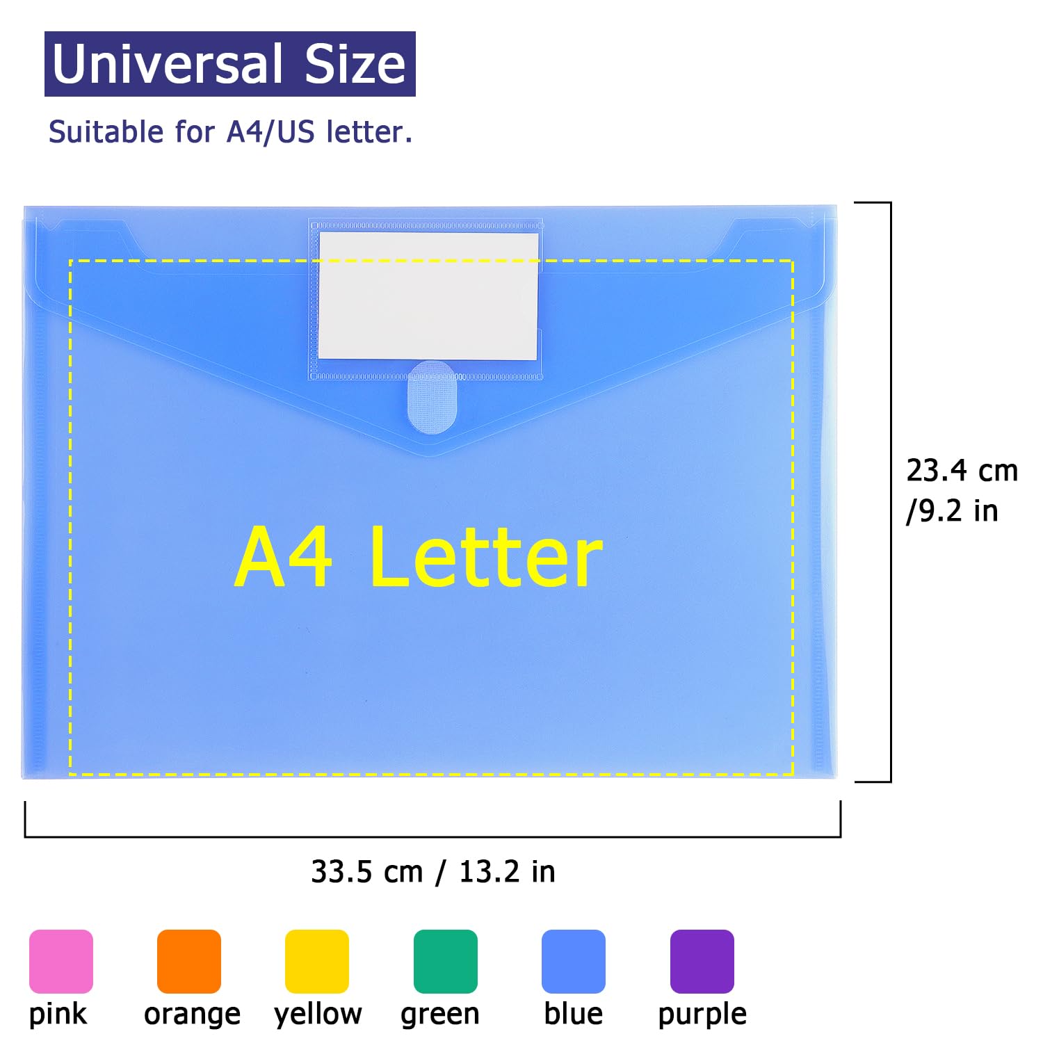 6 Pack Tamaki Plastic Envelopes - Clear Poly Envelope Folders with Hook & Loop Closure for Documents, Letter/A4 Size - Perfect for School, Office & Home Organization (File Storage, Mailing, Paperwork)