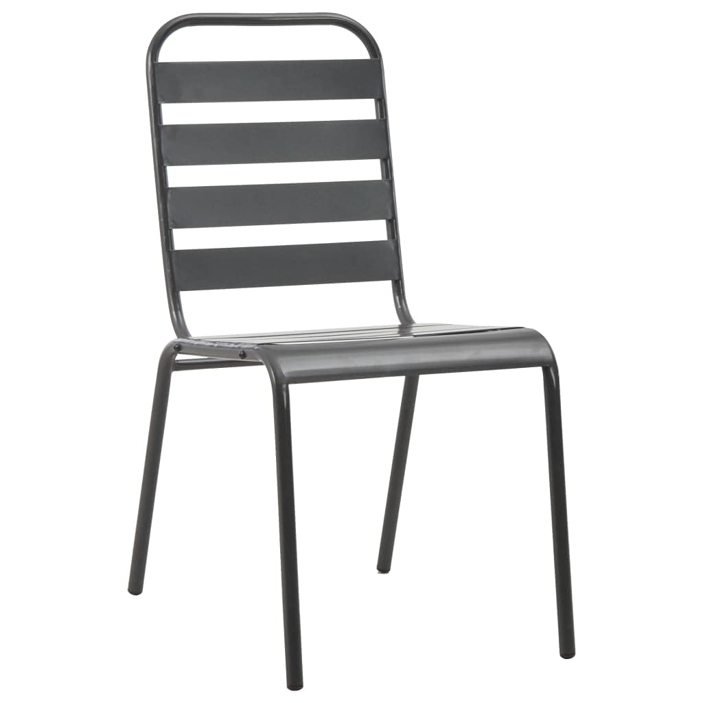 Stackable Patio Chairs Set of 2 - Steel Gray Metal Dining Chairs for Indoor & Outdoor Use | Perfect for Porch, Yard, Balcony, Deck, Garden & Backyard Relaxation